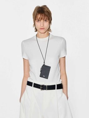 Ethically Sourced Cotton Subtle Embroidery Pure Color Slim Fit T-shirt