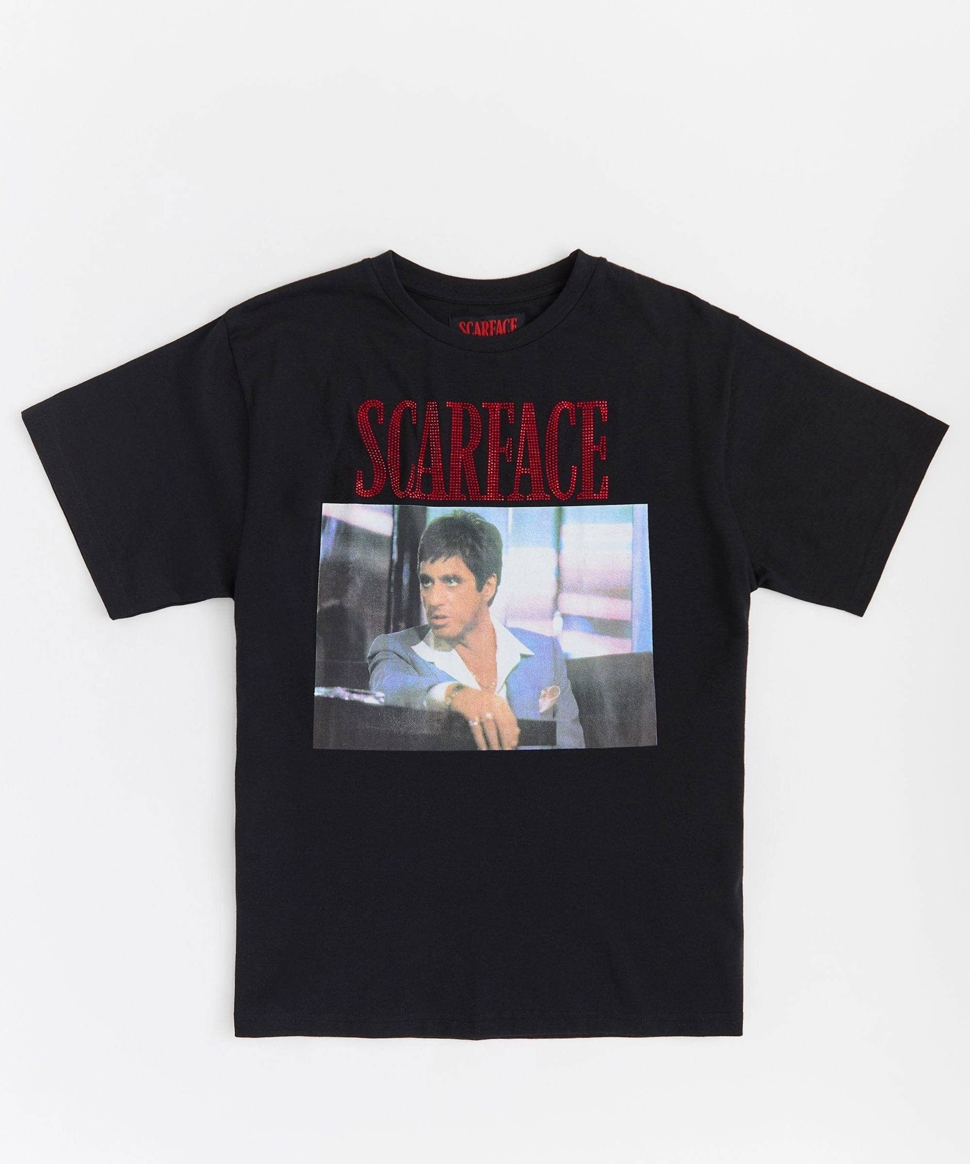 Scarface Rhinestone Short Sleeve Tee - Black Sleeveless Top Recycled Polyester