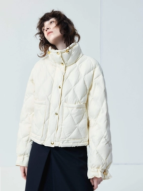Flexible Fleece Lining Light Weight High Collar Cropped Down Jacket