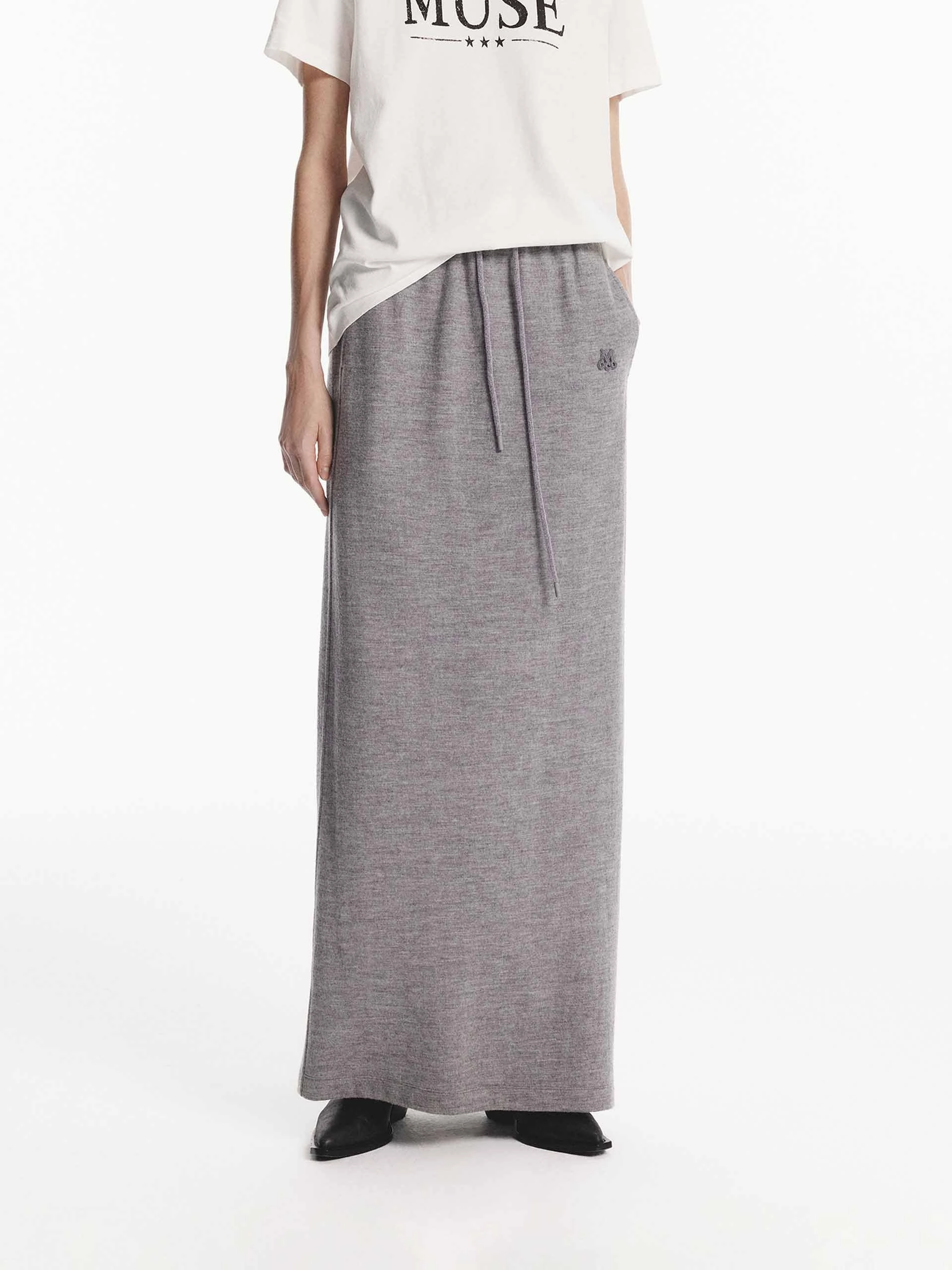 Maxi Length Wool Skirt Quick Dry Technology Quick Slip