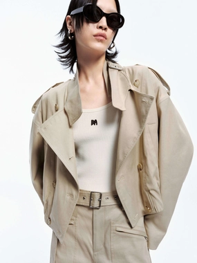 Wide Collar Cropped Jacket Water Resistant