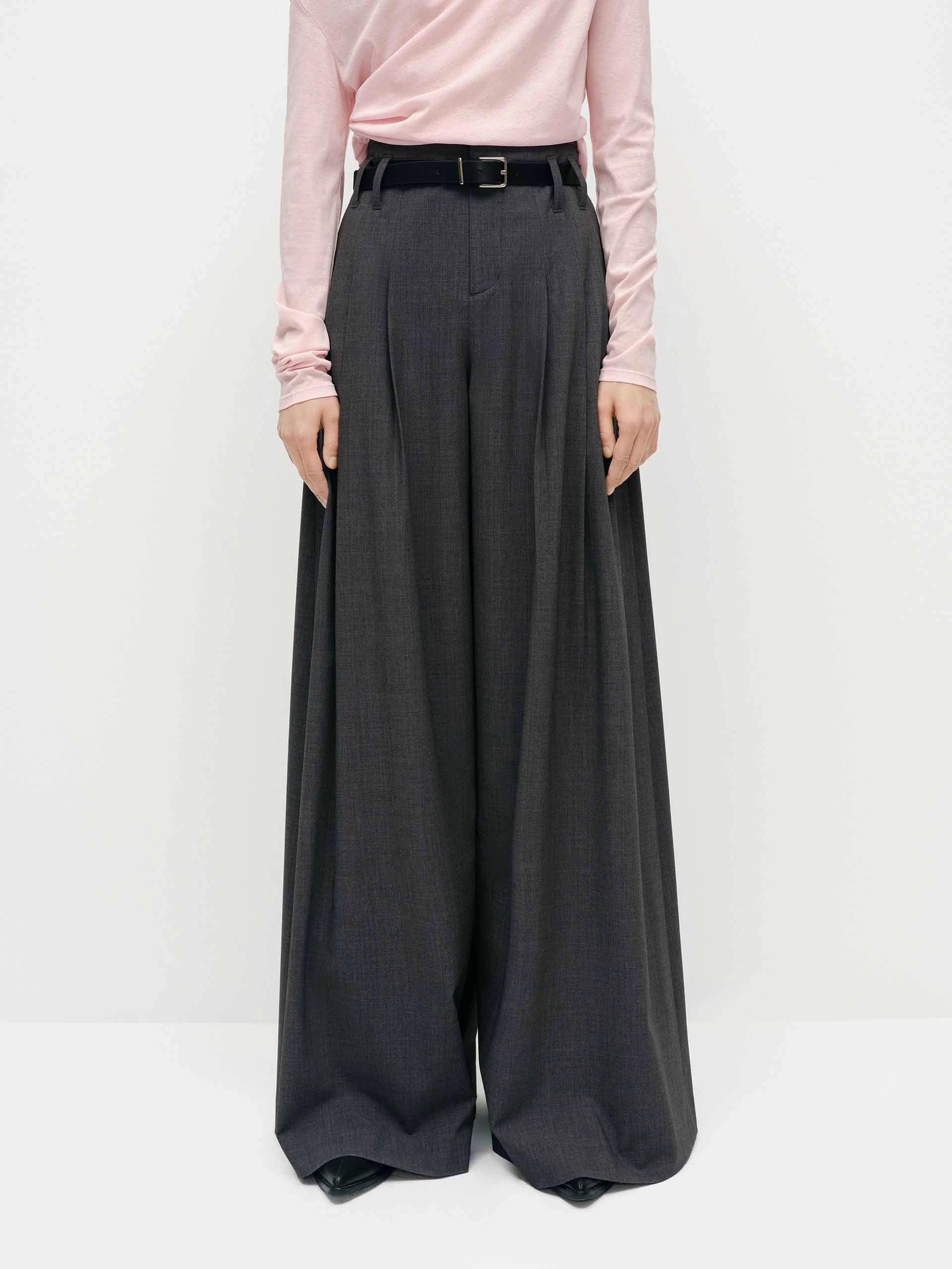 Essential Wearable Polyester fabric Wide Leg Belted Pants