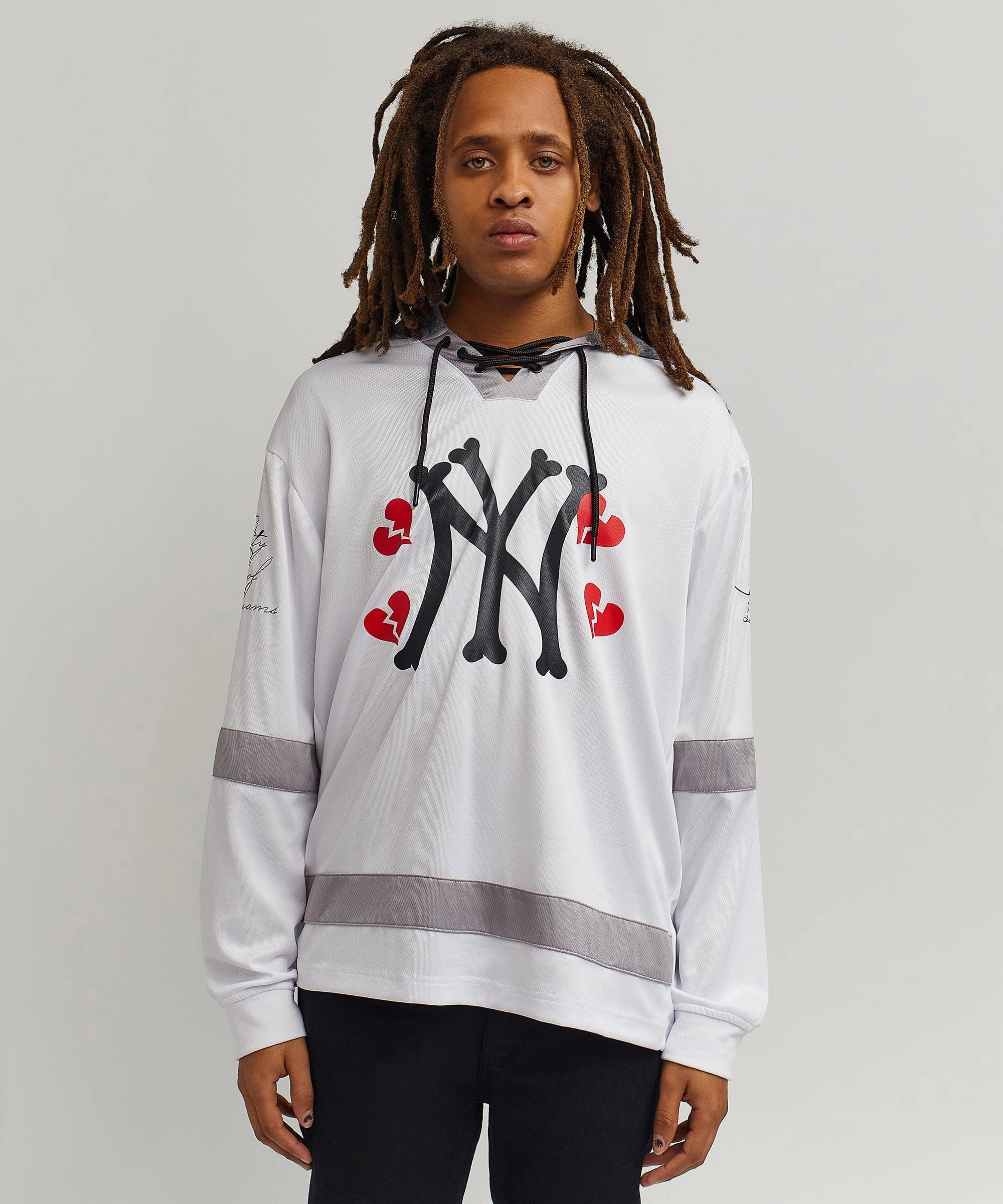 NY Crossbone Hockey Jersey Double Stitched Hem DualLayer Weave