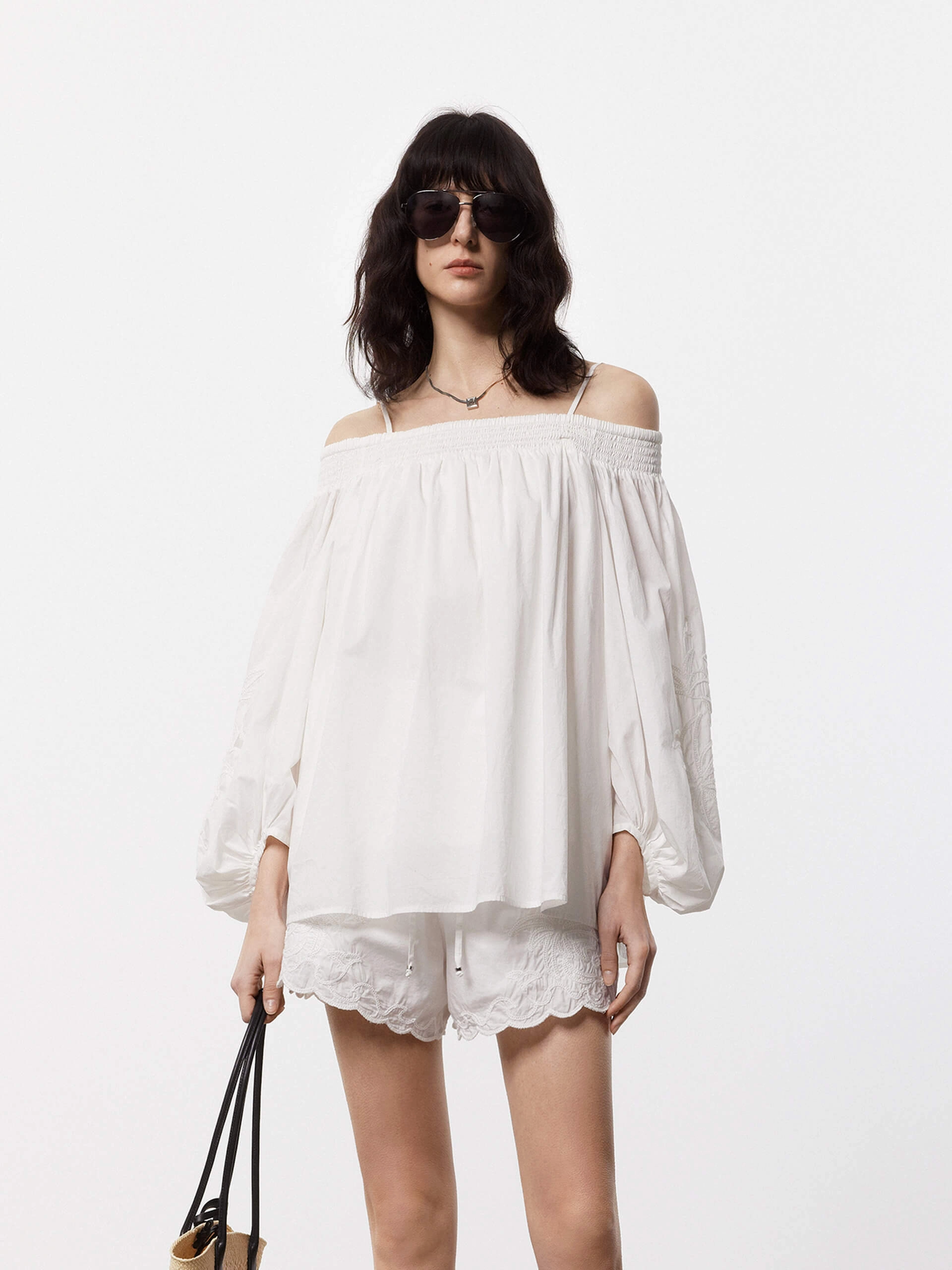 Sustainable Waterproofing TaglessComfort Off Shoulder Cotton Blouse
