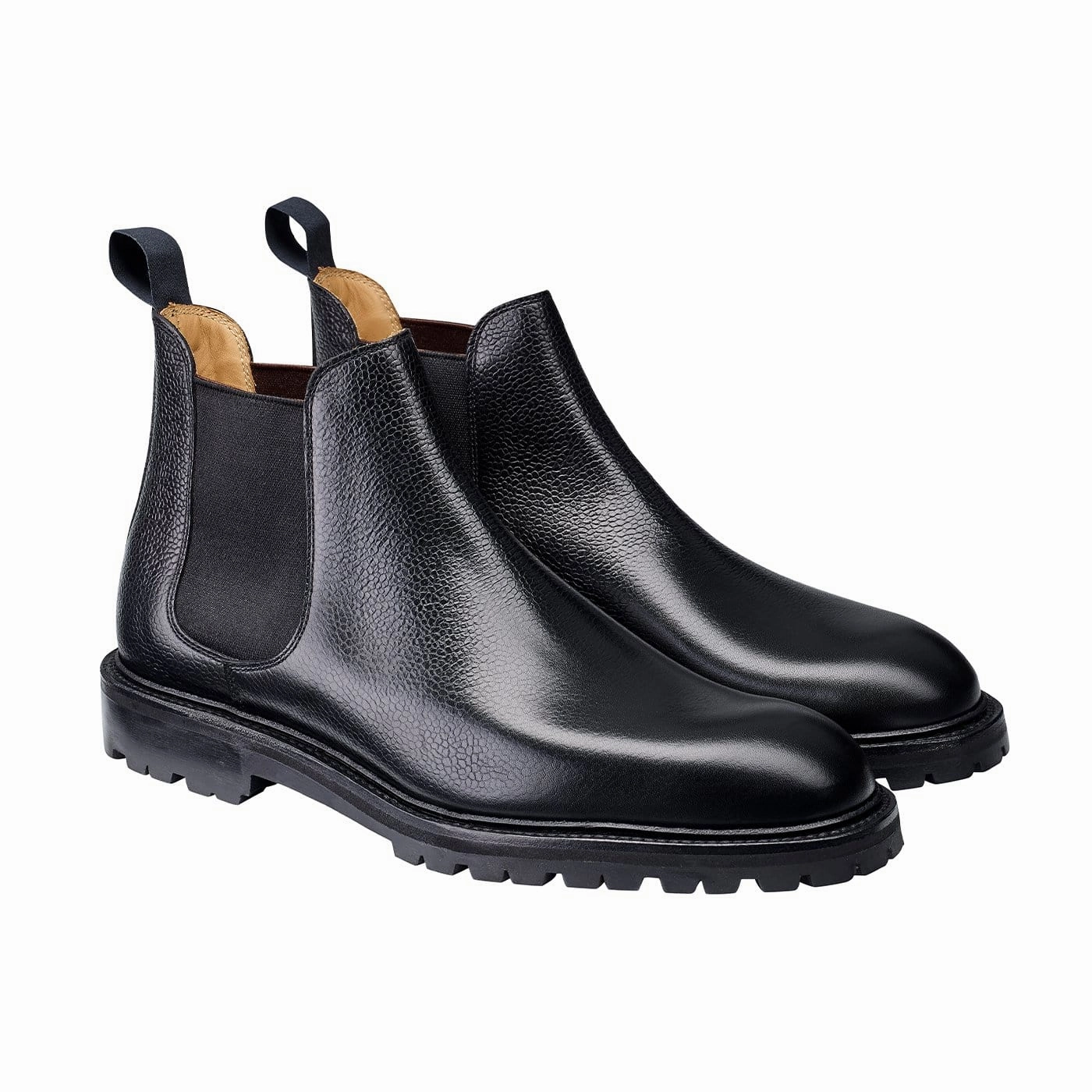 Comfortable Upper Leather Material Chelsea 11 Black Scotch Grain