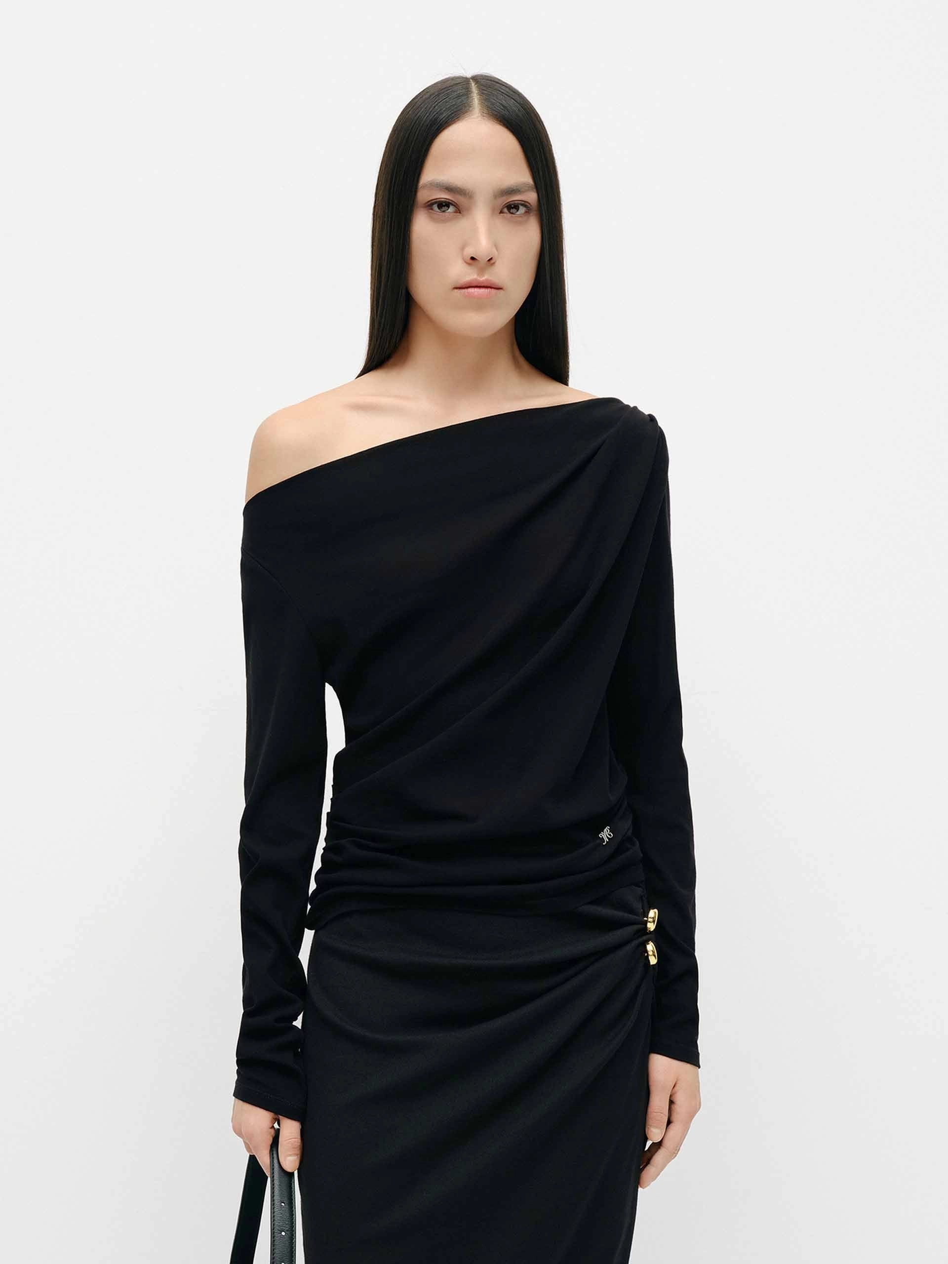 Off Shoulder Cotton Top Hidden Pocket Design