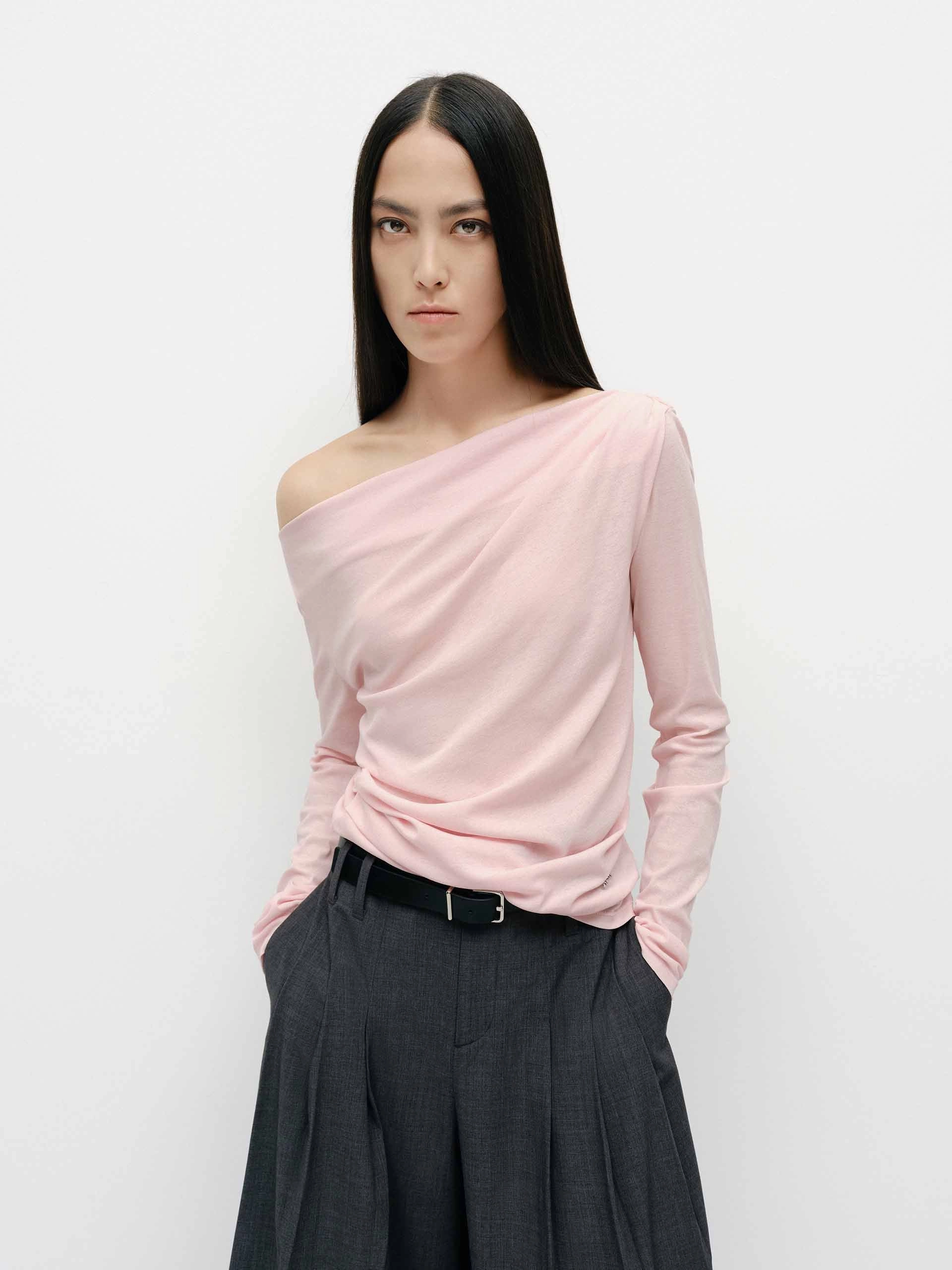 Eco Friendly Dye DurableZipper Off Shoulder Cotton Top