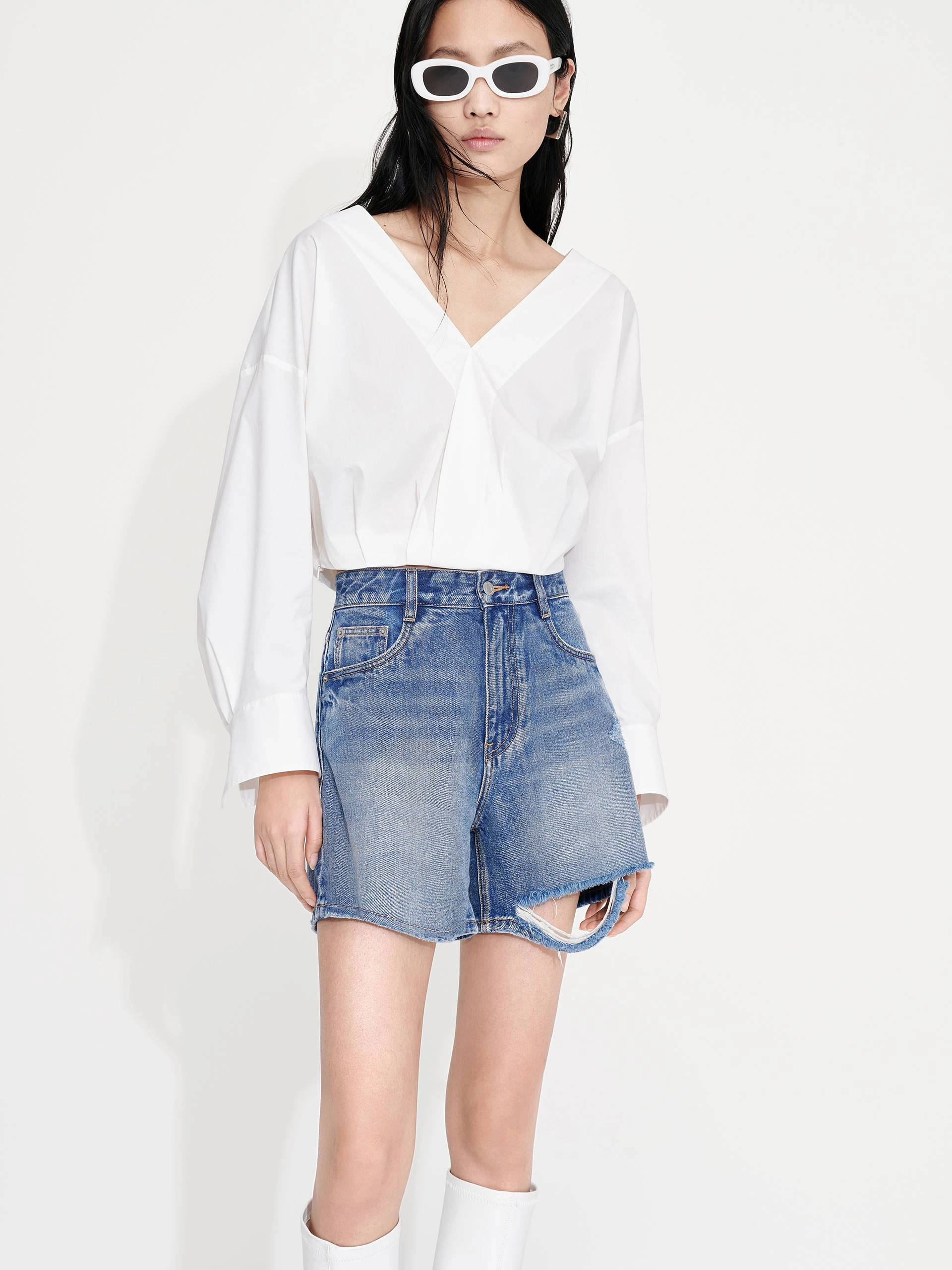 NonSlip Grip Tape Cropped V-neck Cotton Top