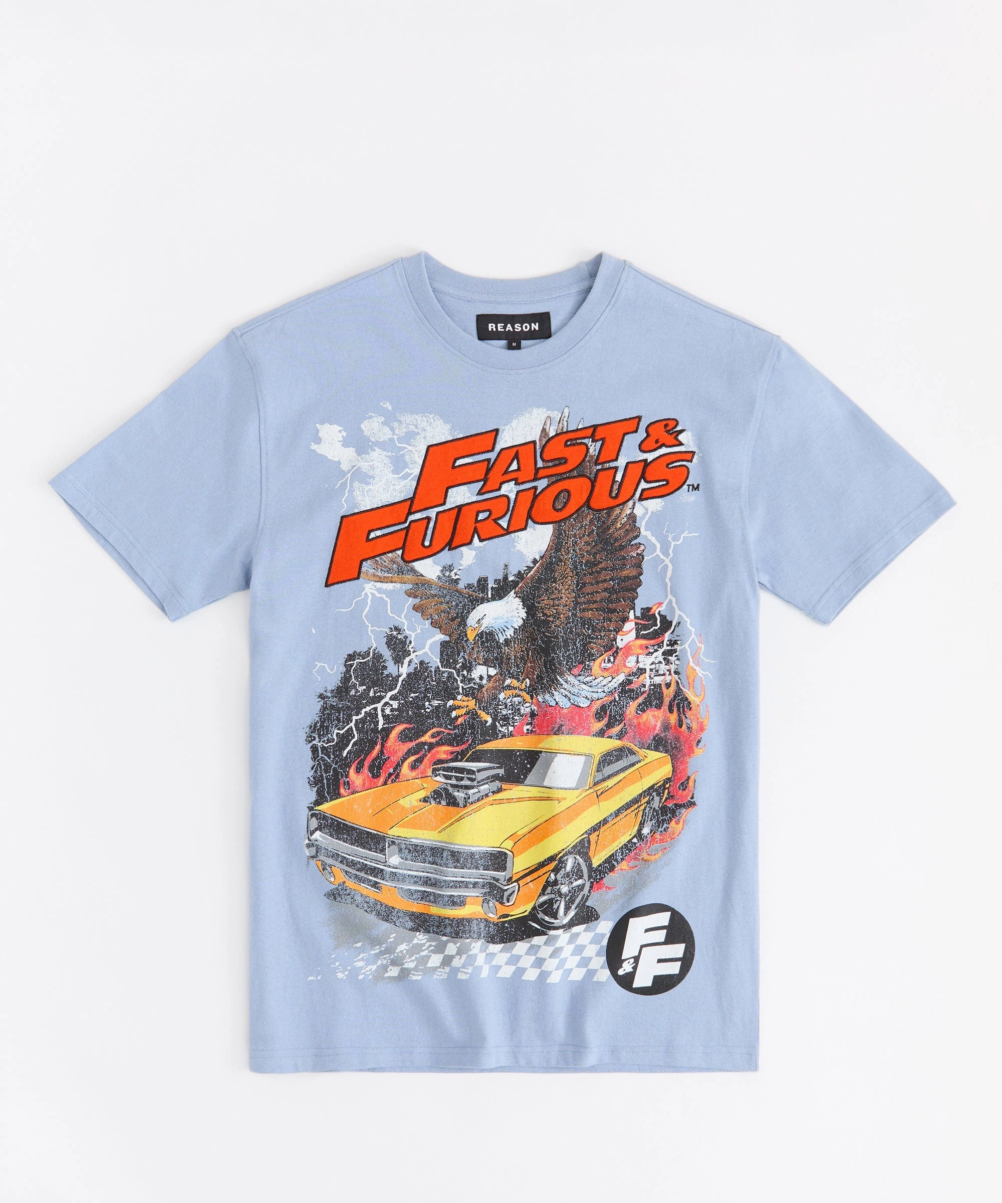 Breathable mesh lining CrewNeck Fast & Furious Short Sleeve Tee - Light Blue