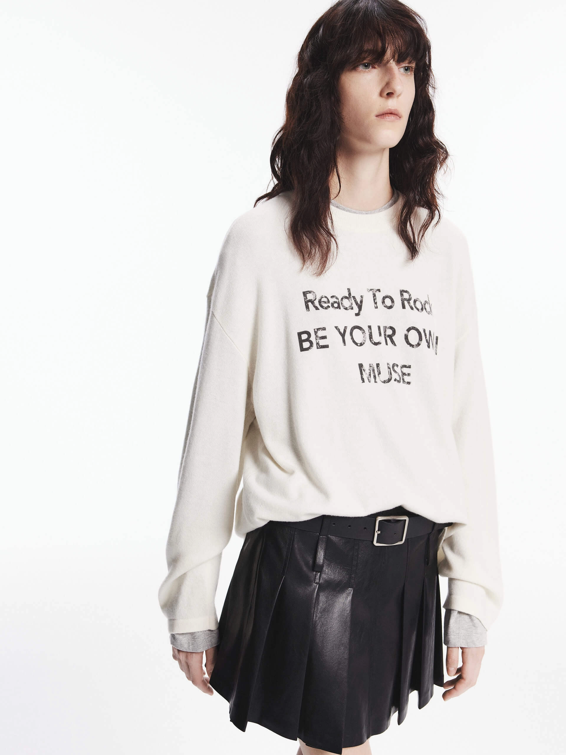 Front Letter Loose Sweater Thermal Regulation System Hidden Pocket Design