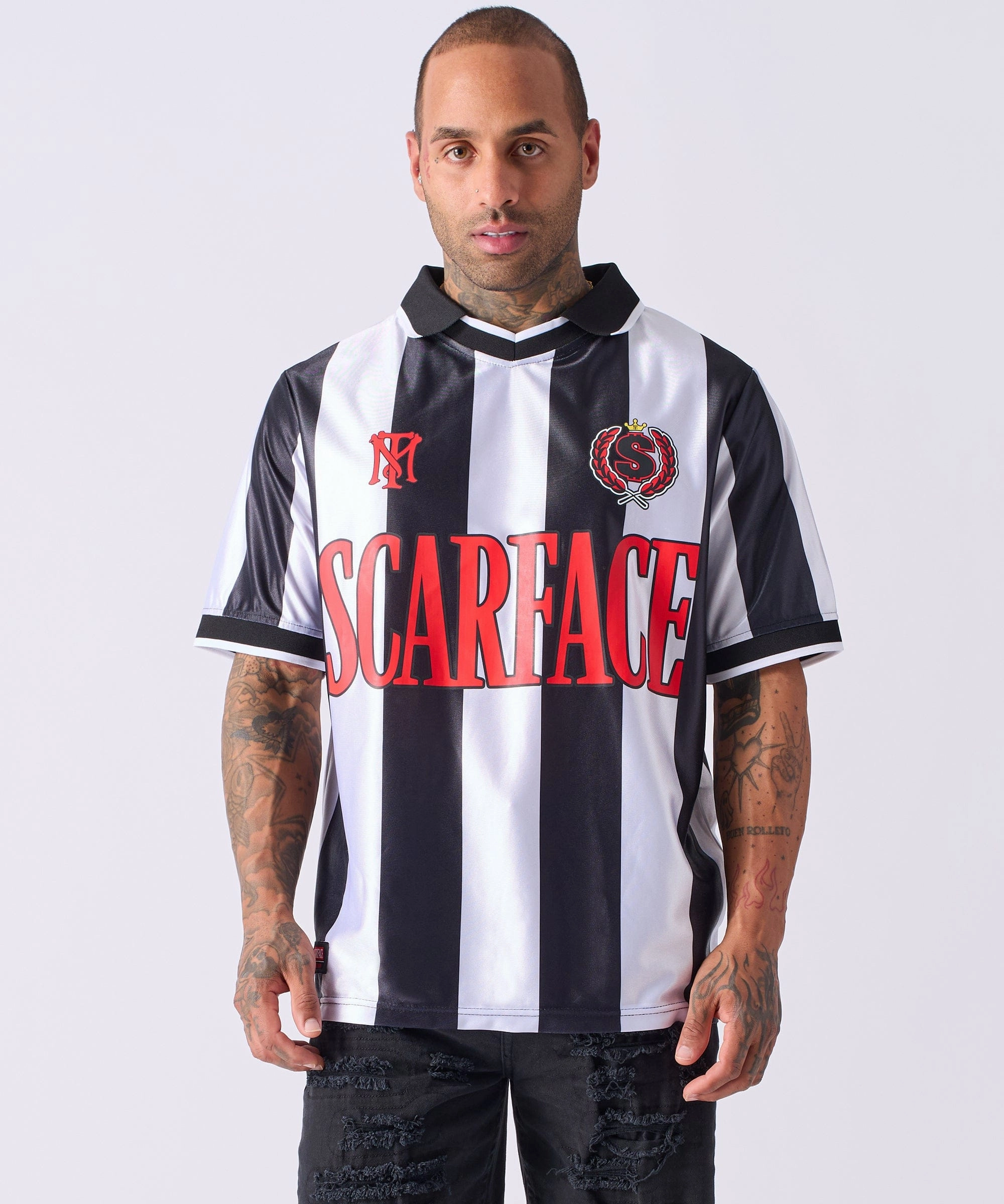 HoodedVersion Scarface Soccer Jersey - Black&White