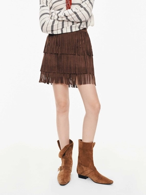 AbrasionResistant Fringe Faux Suede Mini Skirt