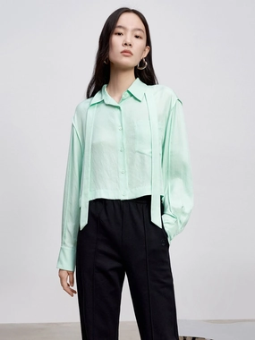 Triacetate Shirt With Tie Flexible Hemline DurableCollarStays