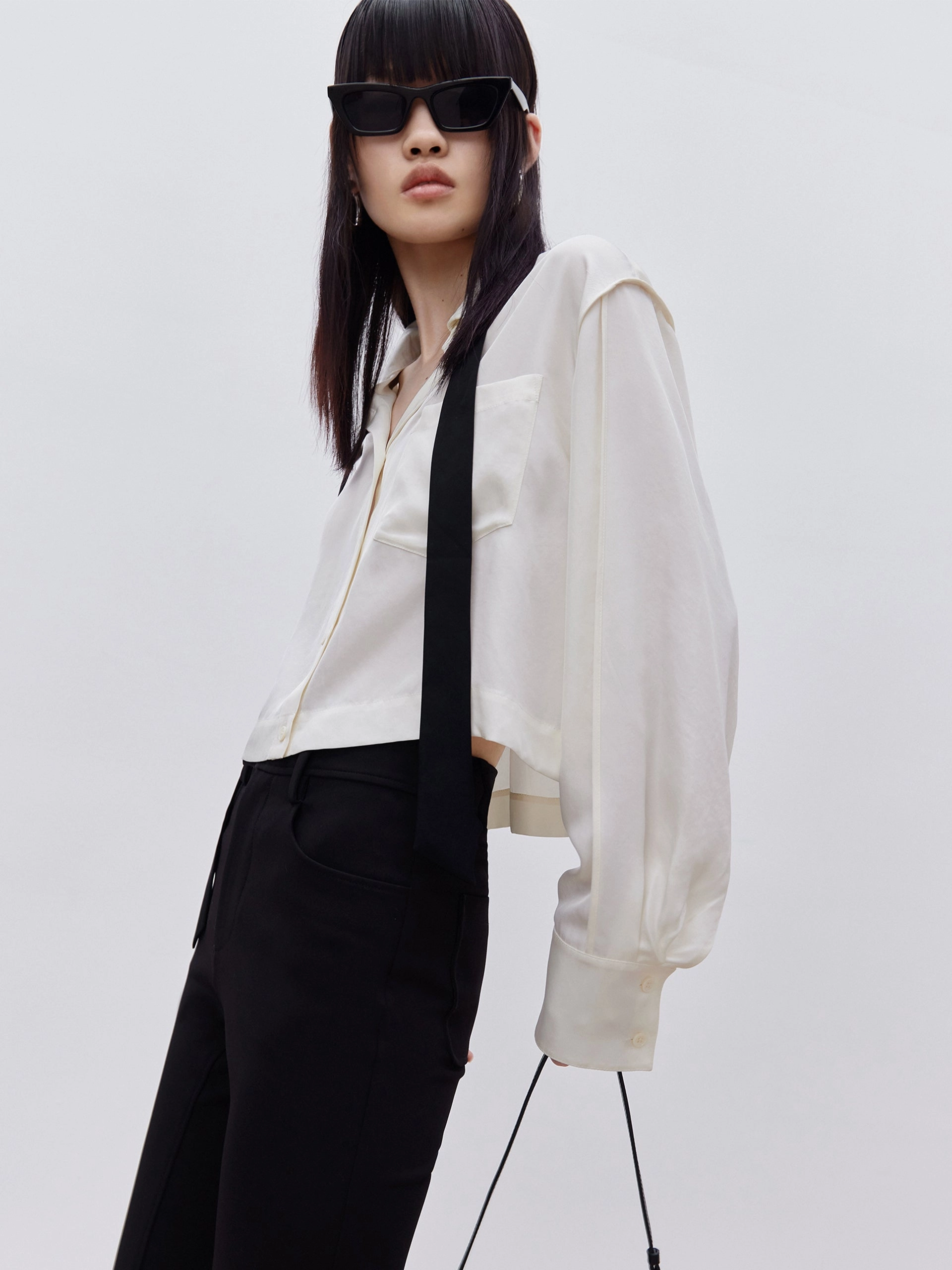 Triacetate Shirt With Tie Everyday Comfort Fit