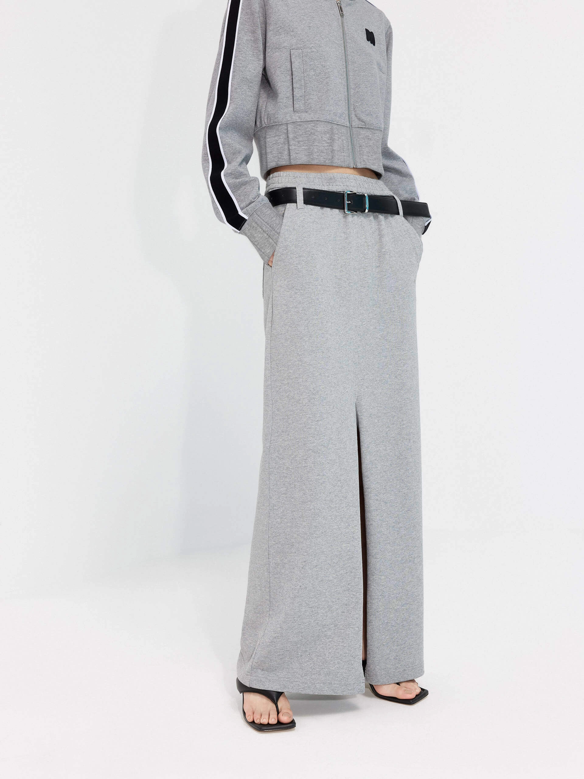 Adjustable Closure Front Slit Maxi Skirt