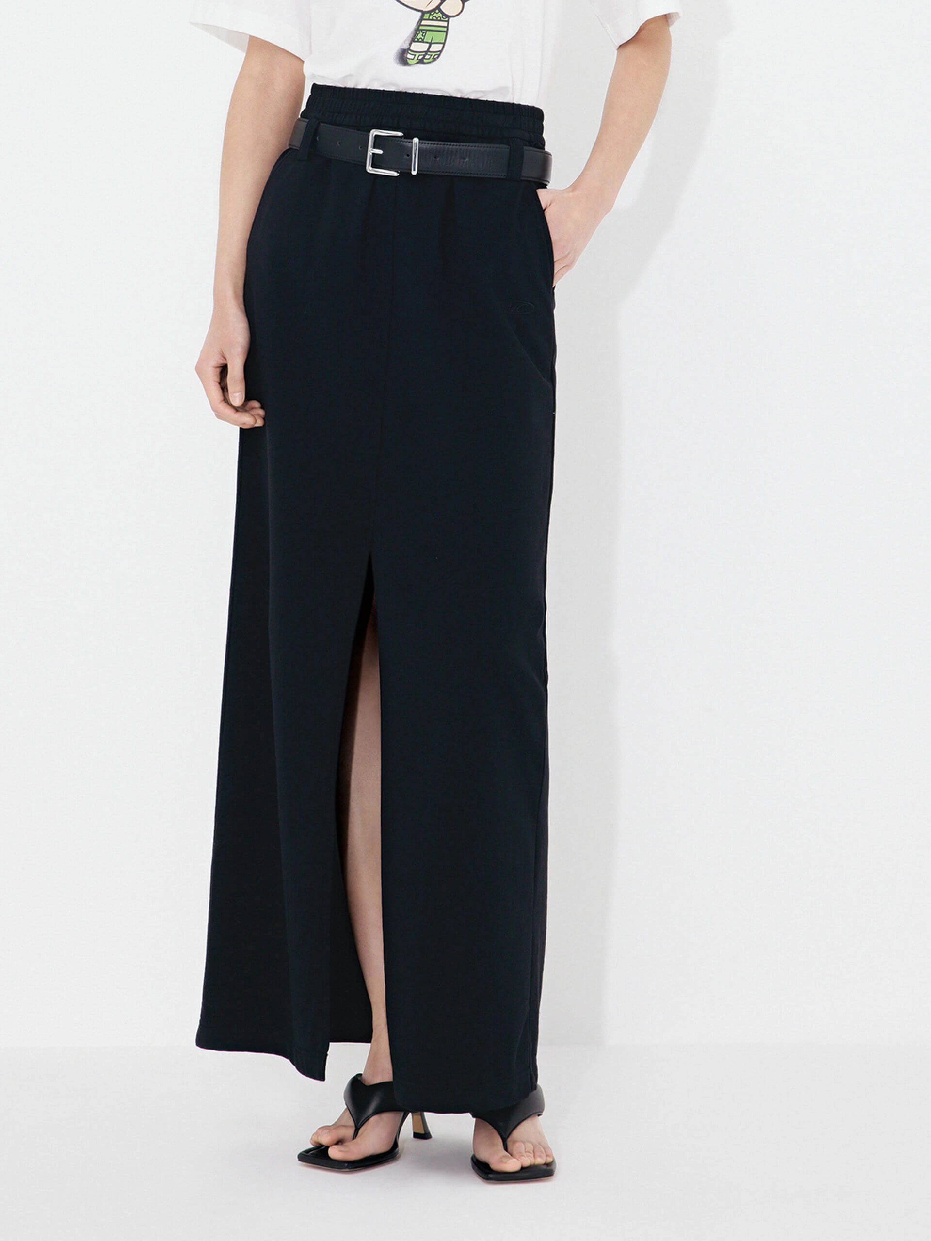 Front Slit Maxi Skirt Casual Performance Wear Multi-Purpose Wear