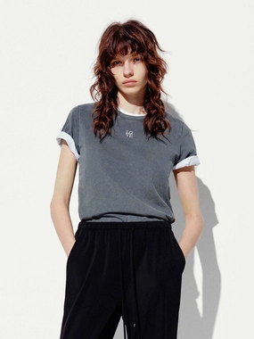 Office Attire Micro Perforated Fabric LOVE Print Round Neck T-shirt