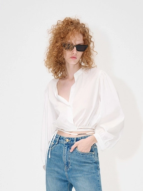Cropped Tie Detail Shirt UV Protective Coating
