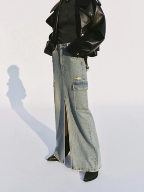 Front Slit Distressed Skirt Stylish Fit