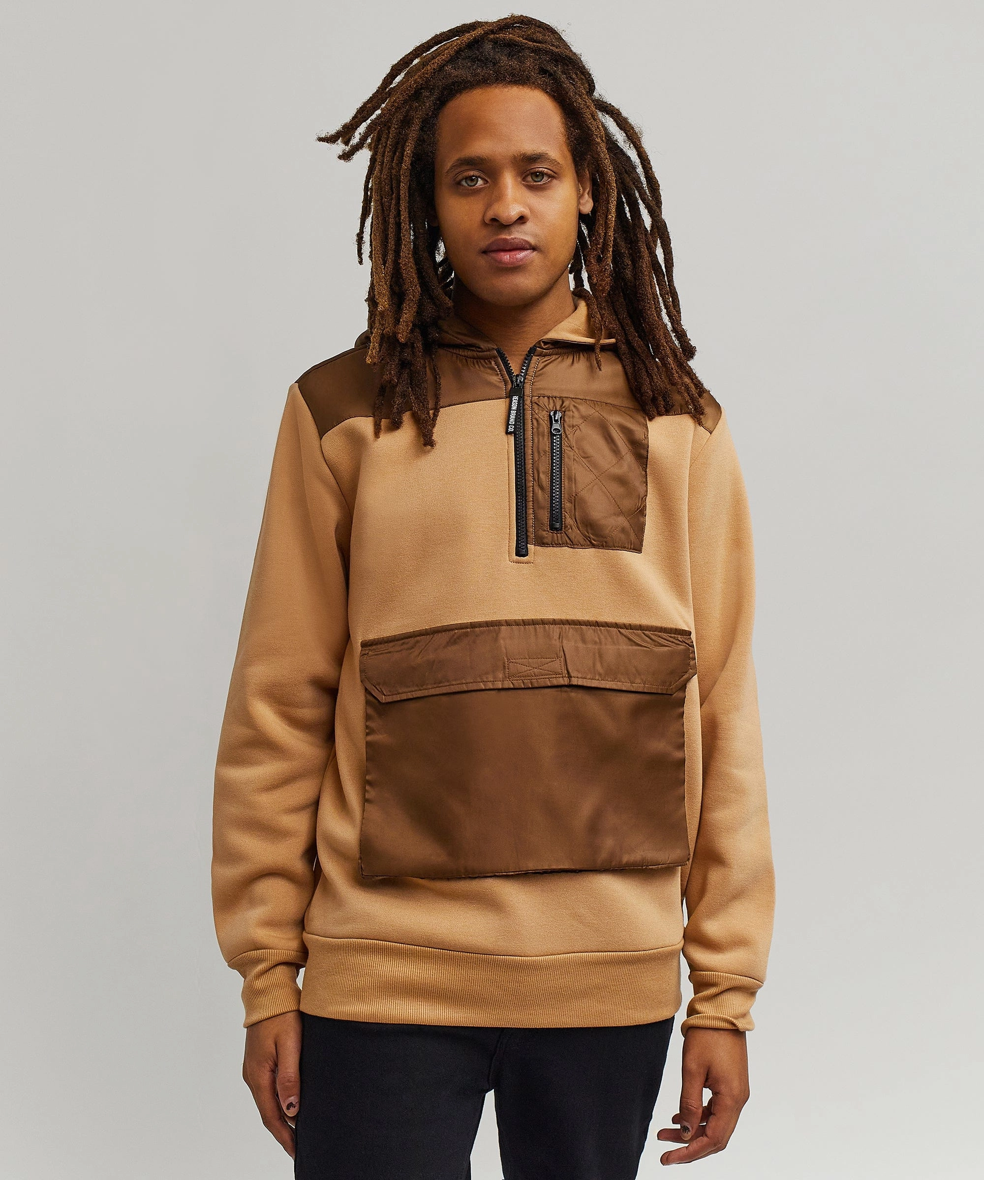 Noise Reducing Fabric Treatment Wheaties Cargo Hoodie - Tan