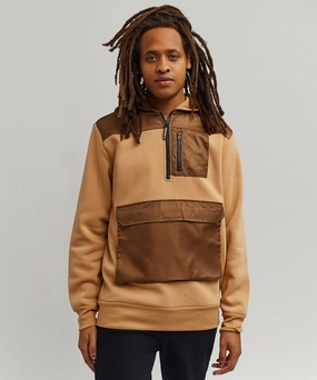 Noise Reducing Fabric Treatment Wheaties Cargo Hoodie - Tan