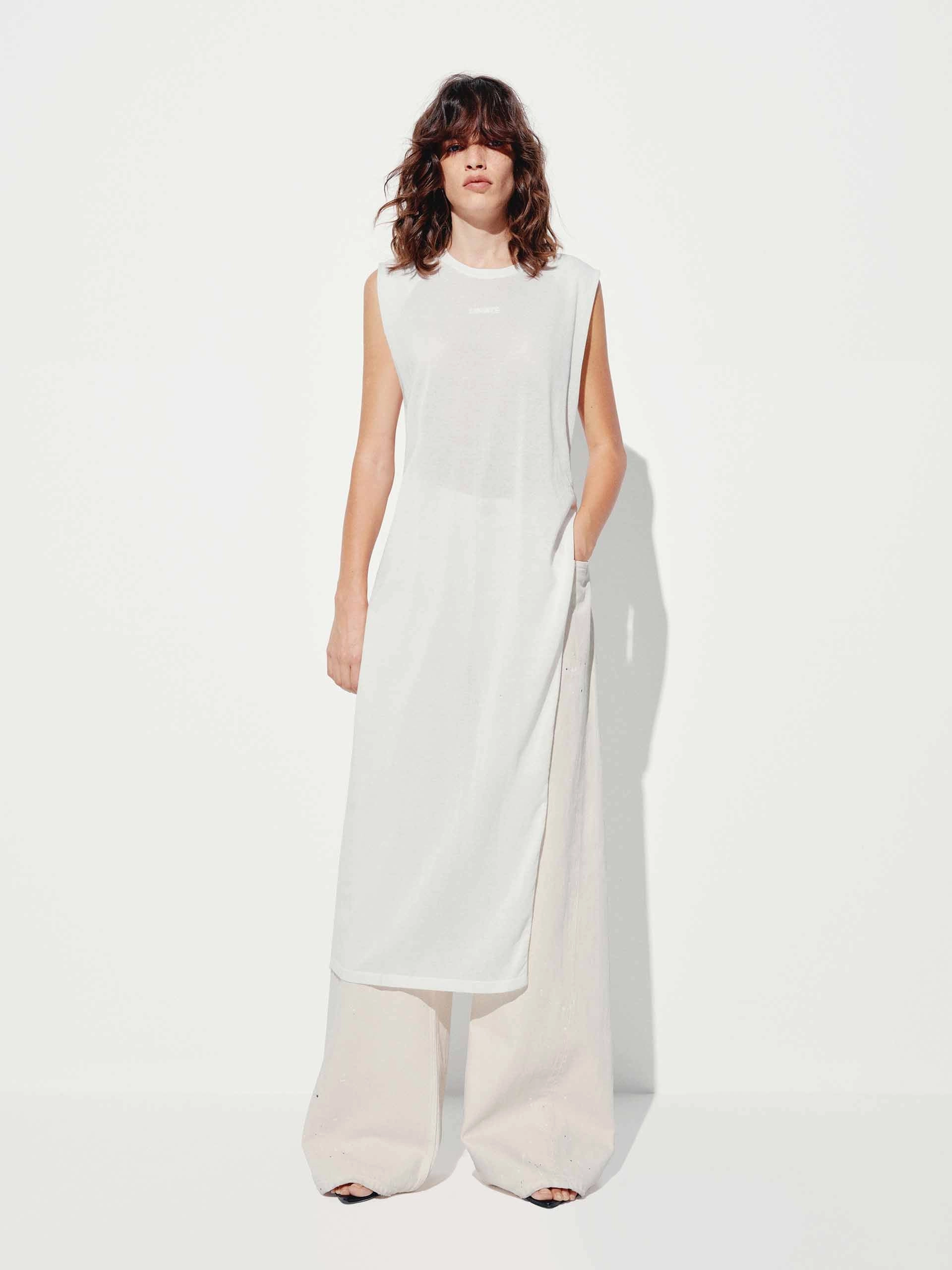 Side Slit Sleeveless Top OEKOTEX Certified Fabric