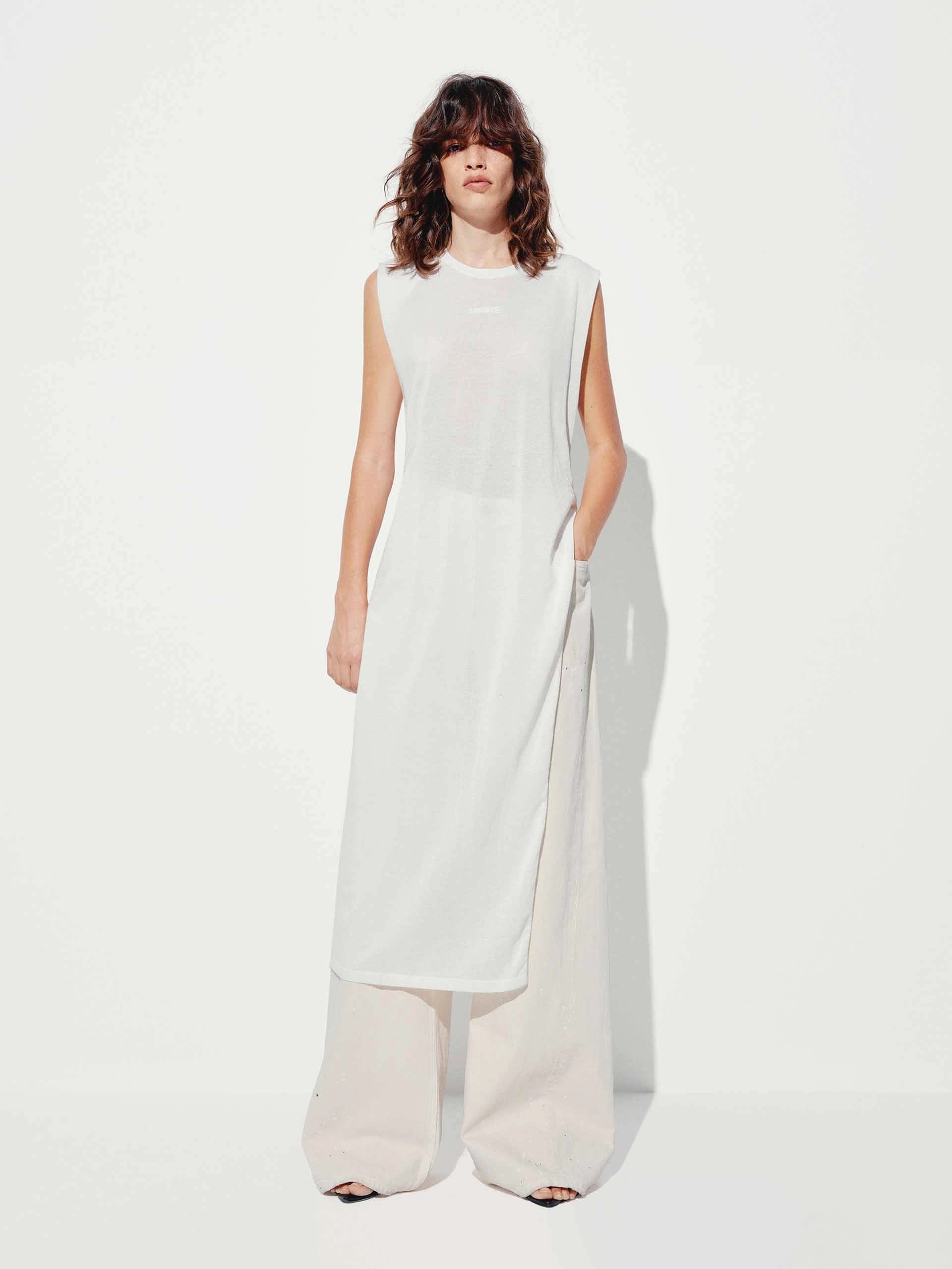 Side Slit Sleeveless Top AntiStaticInnerLining