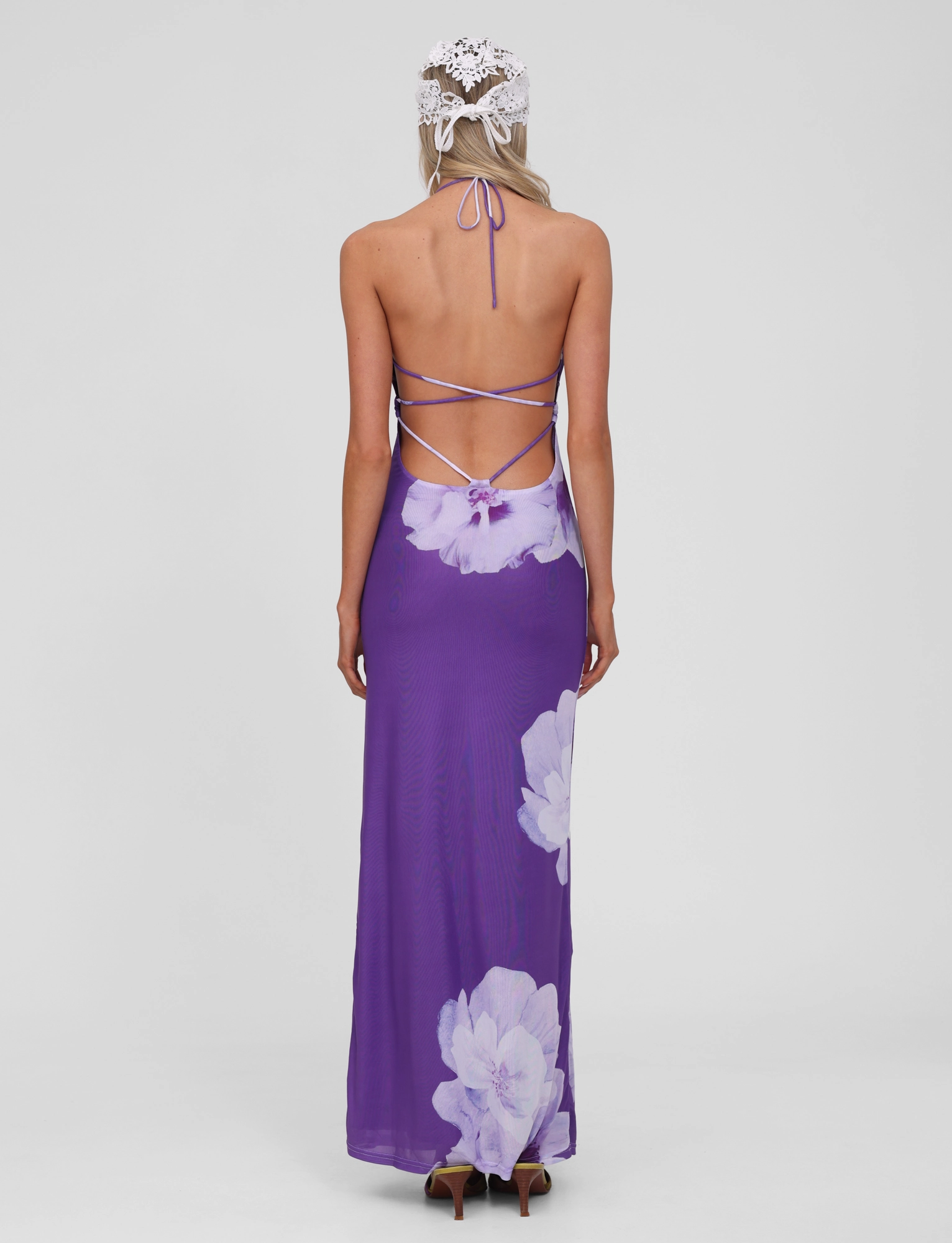 NOUR MESH MAXI DRESS - PURPLE MACRO FLORAL Chic Energy