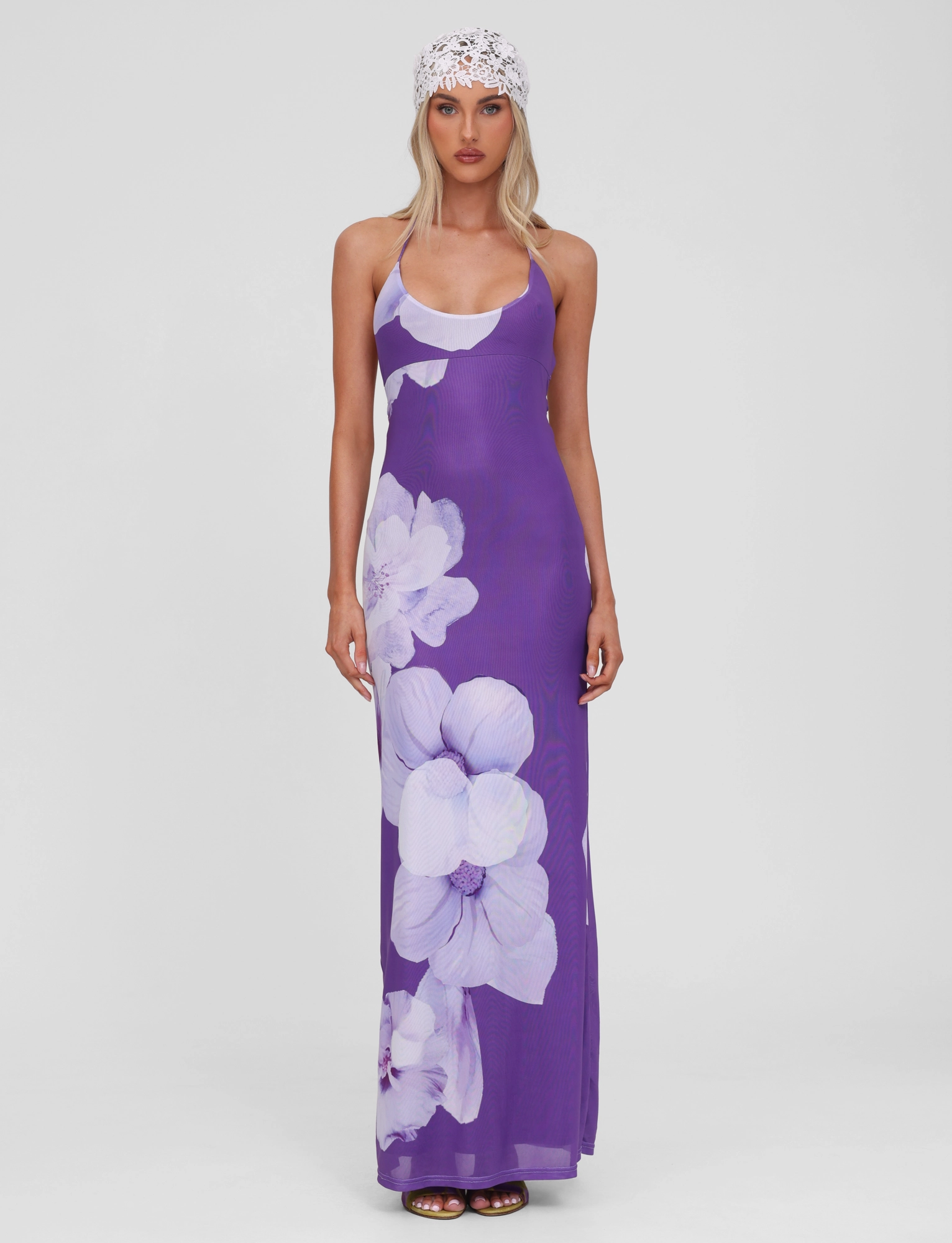 Garden-Party NOUR MESH MAXI DRESS - PURPLE MACRO FLORAL