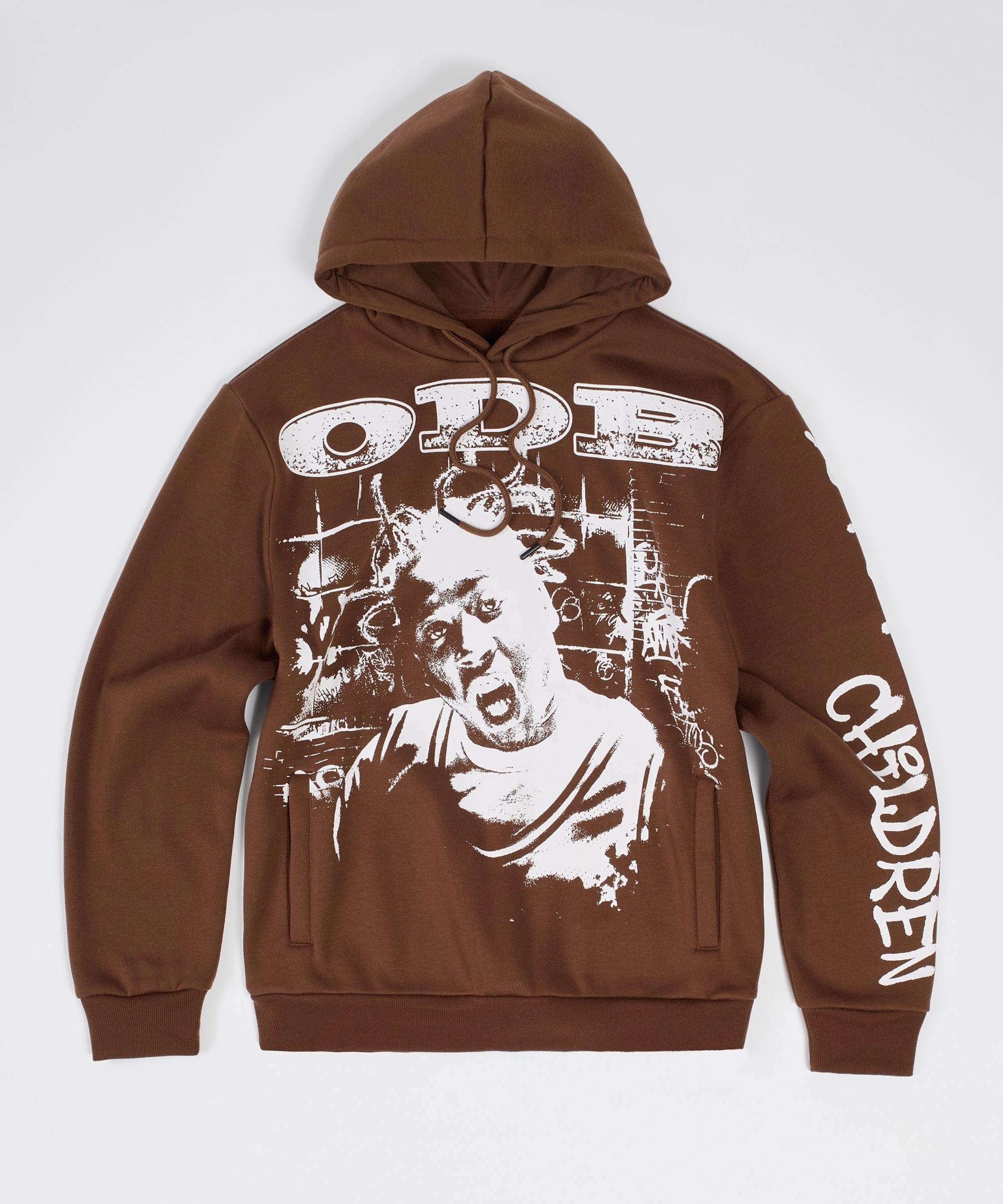 Breathable Mesh Back ODB Bastard Oversized Hoodie - Brown