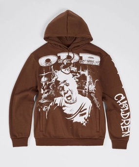 ODB Bastard Oversized Hoodie - Brown Layered Shoulder Airflow Weave Pattern