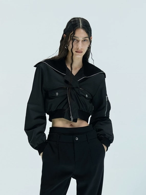 Cutout Detail Cropped Jacket hypoallergenic material