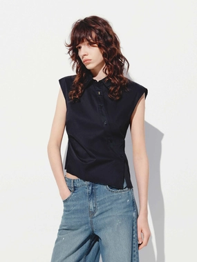Sleeveless Slanted Placket Blouse AntiBacterial Coating WaterResistant