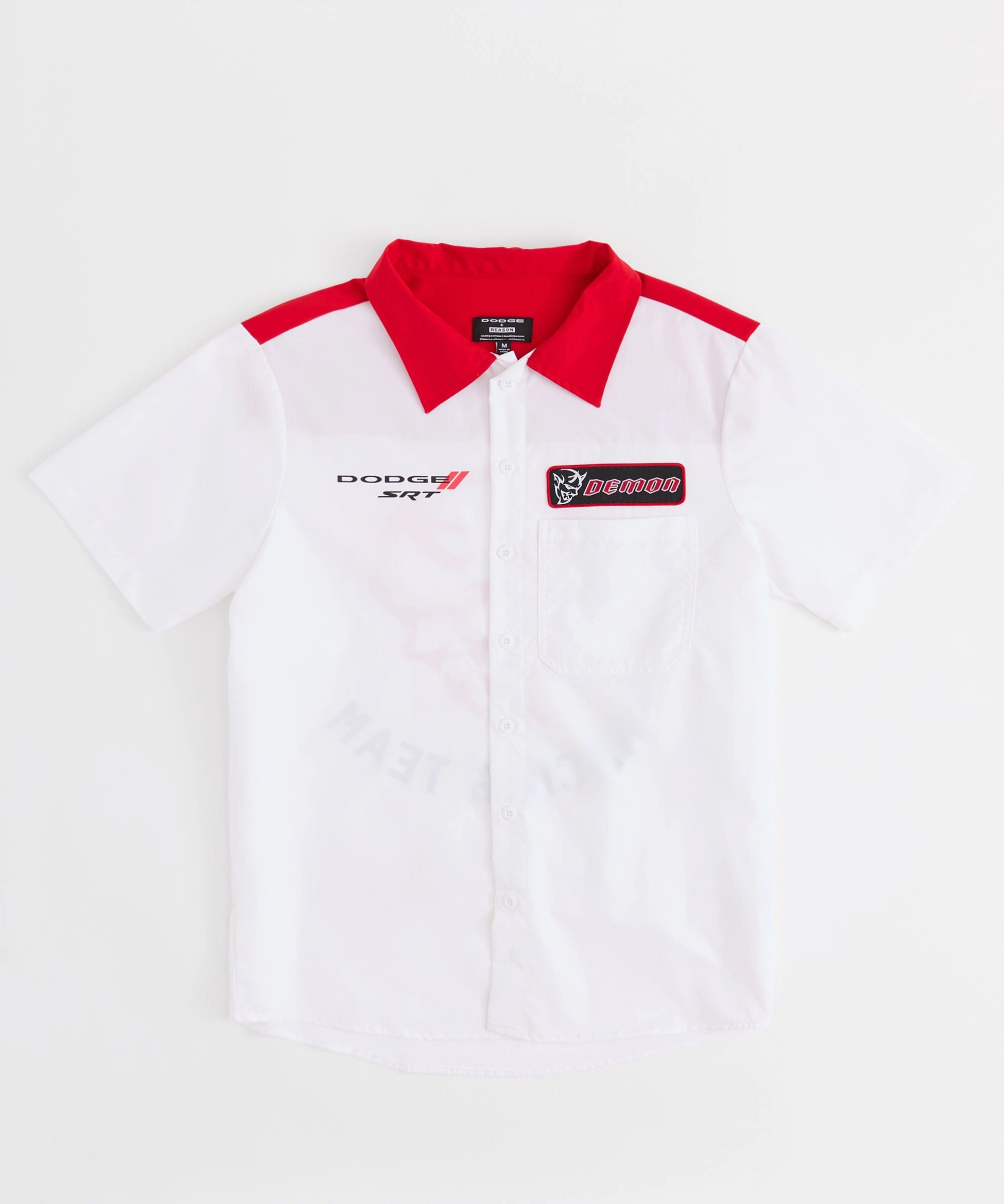 AntiStaticInnerLining ContouredPanels Dodge Demon Mechanics Short Sleeve Shirt - White
