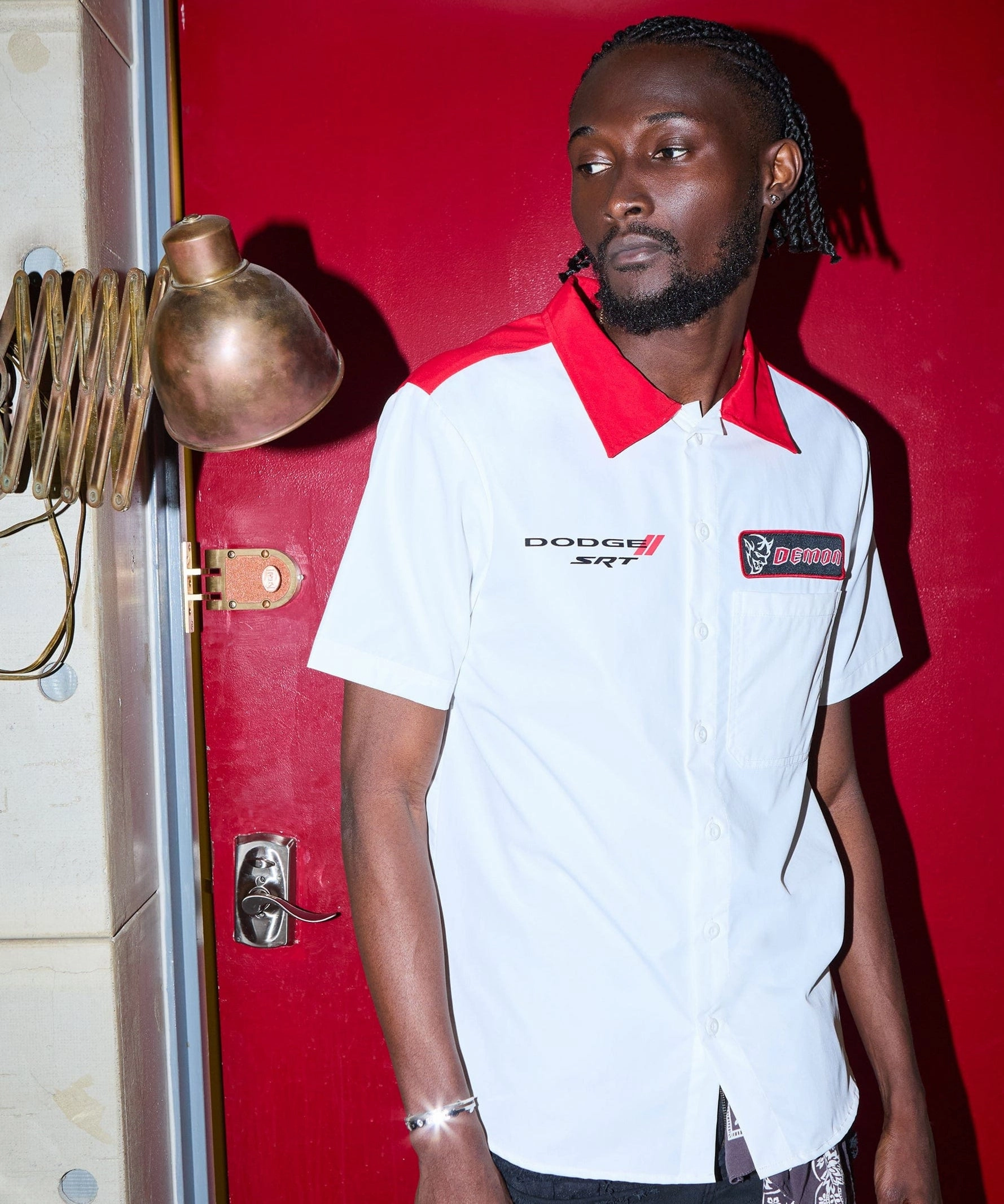 AntiSlipGrip Dodge Demon Mechanics Short Sleeve Shirt - White