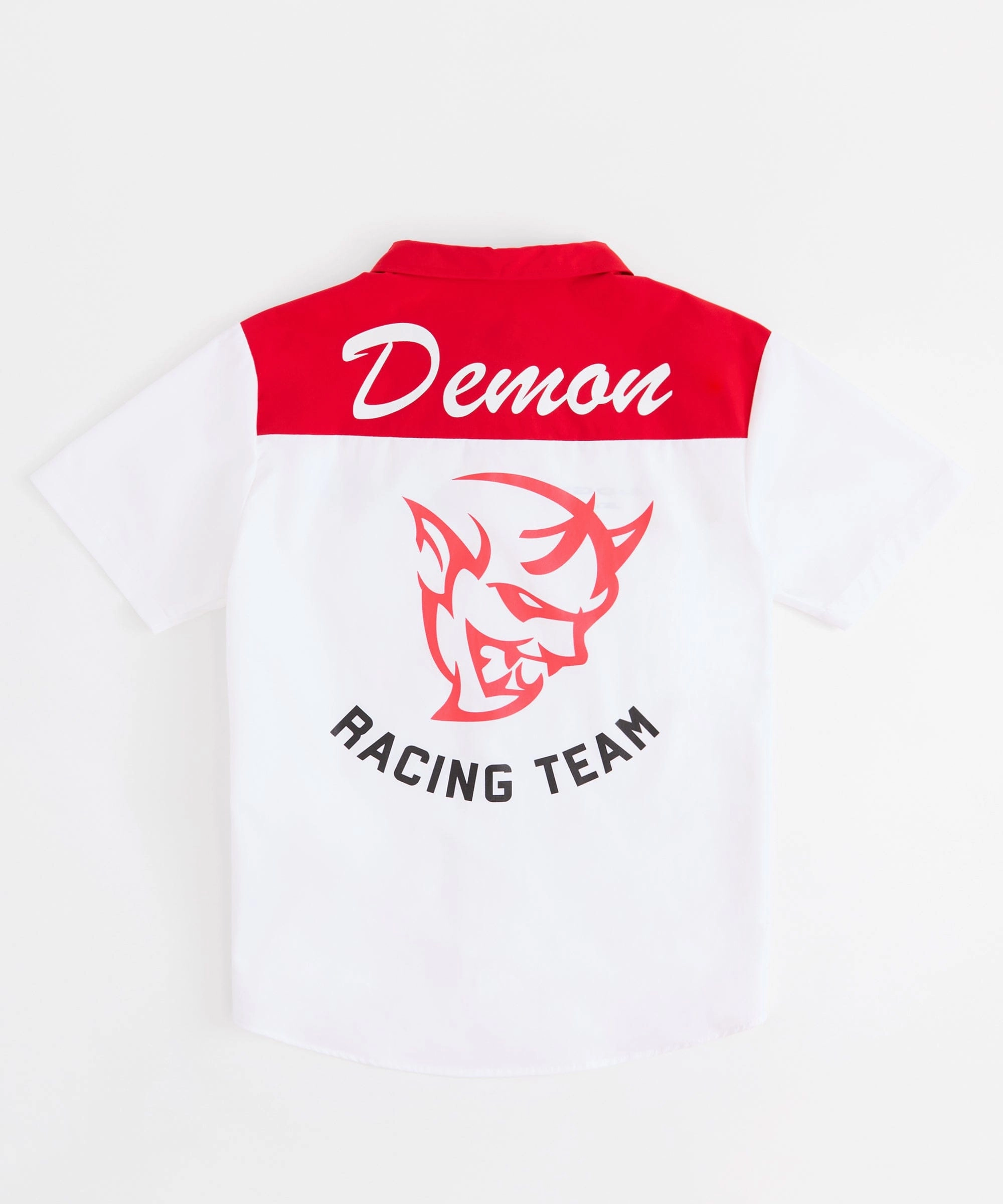Quick-Dry Fabric ReinforcedHem Dodge Demon Mechanics Short Sleeve Shirt - White