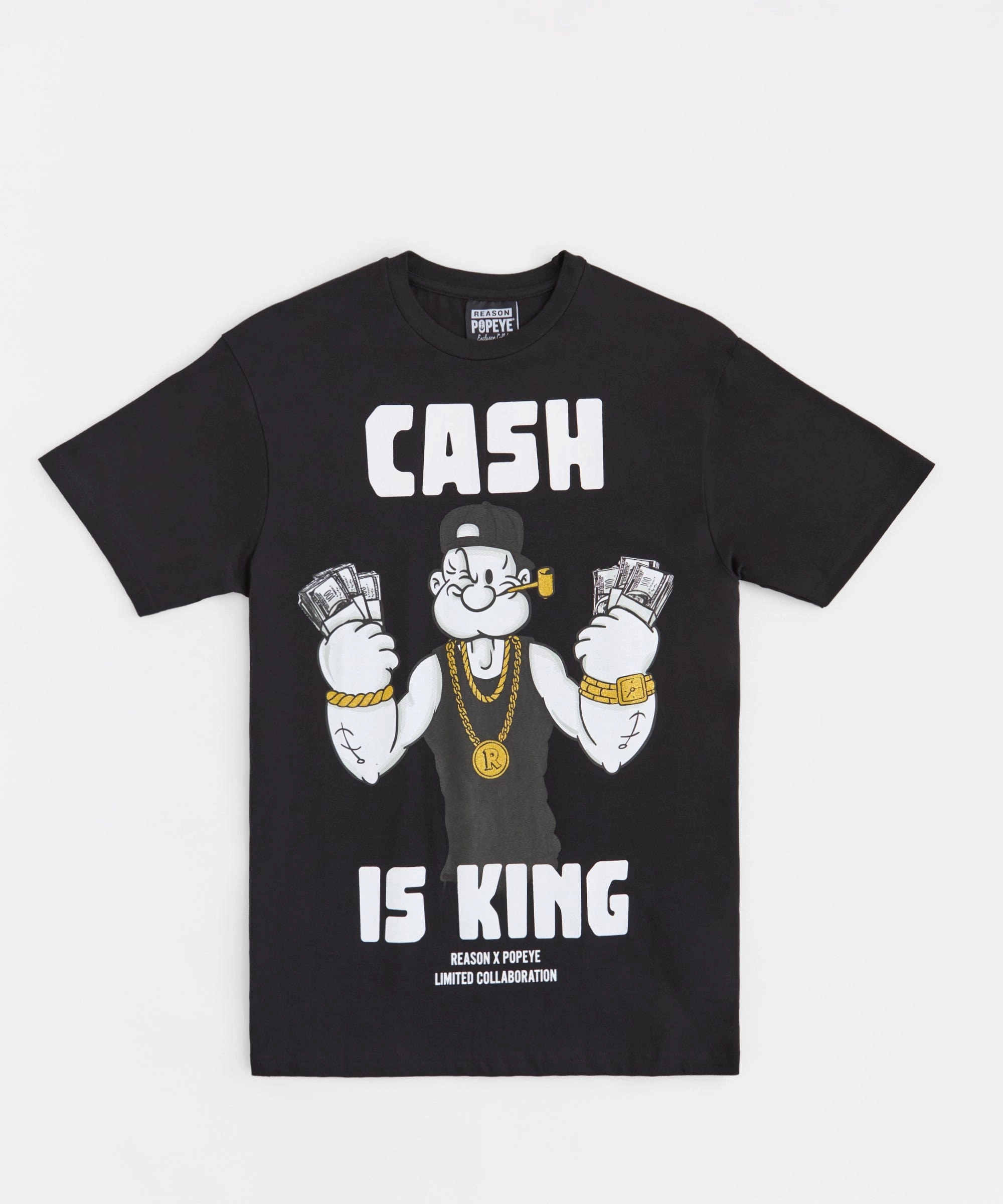 Popeye Cash Is King Short Sleeve Tee - Black Sporty Cardigan DurableDoubleLayeredHem
