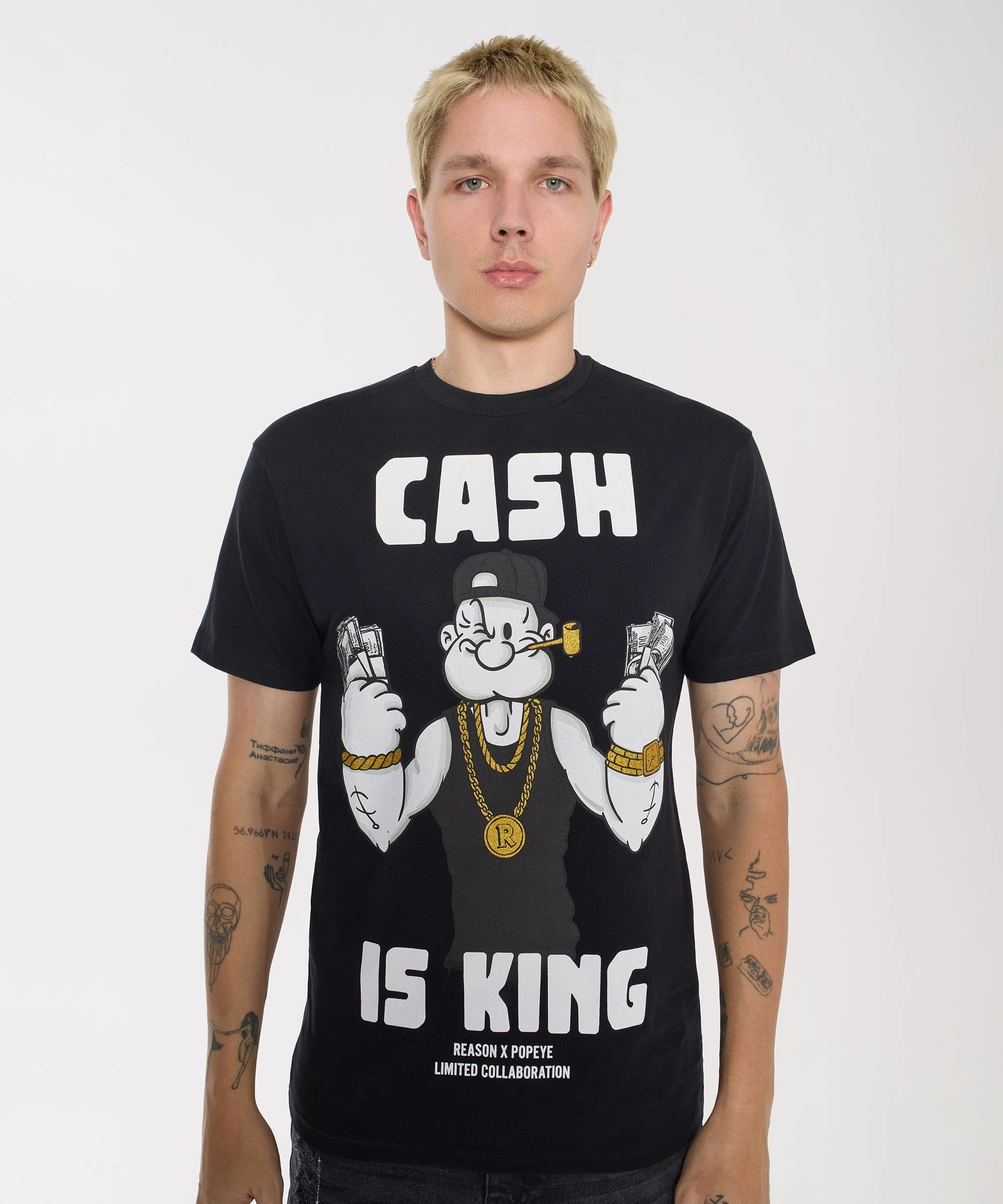 Popeye Cash Is King Short Sleeve Tee - Black Flatlock Seam Technology