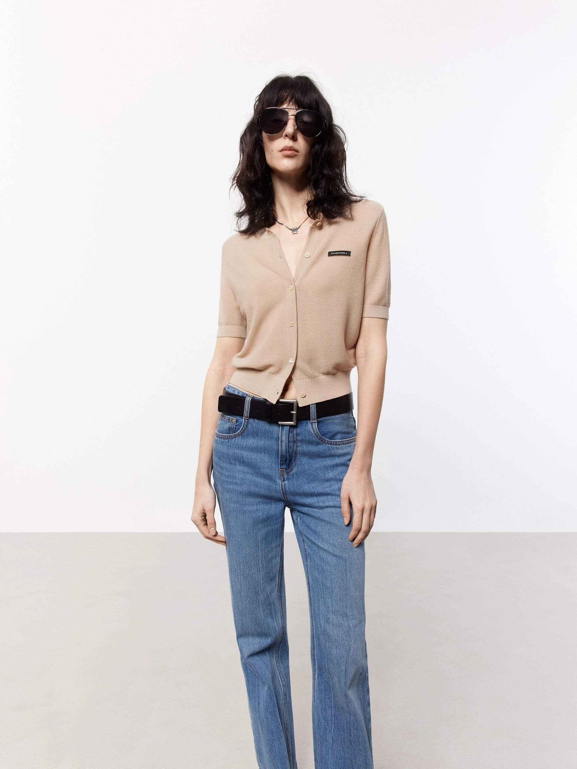 Short Sleeve Knit Cardigan Garment Washed Softness