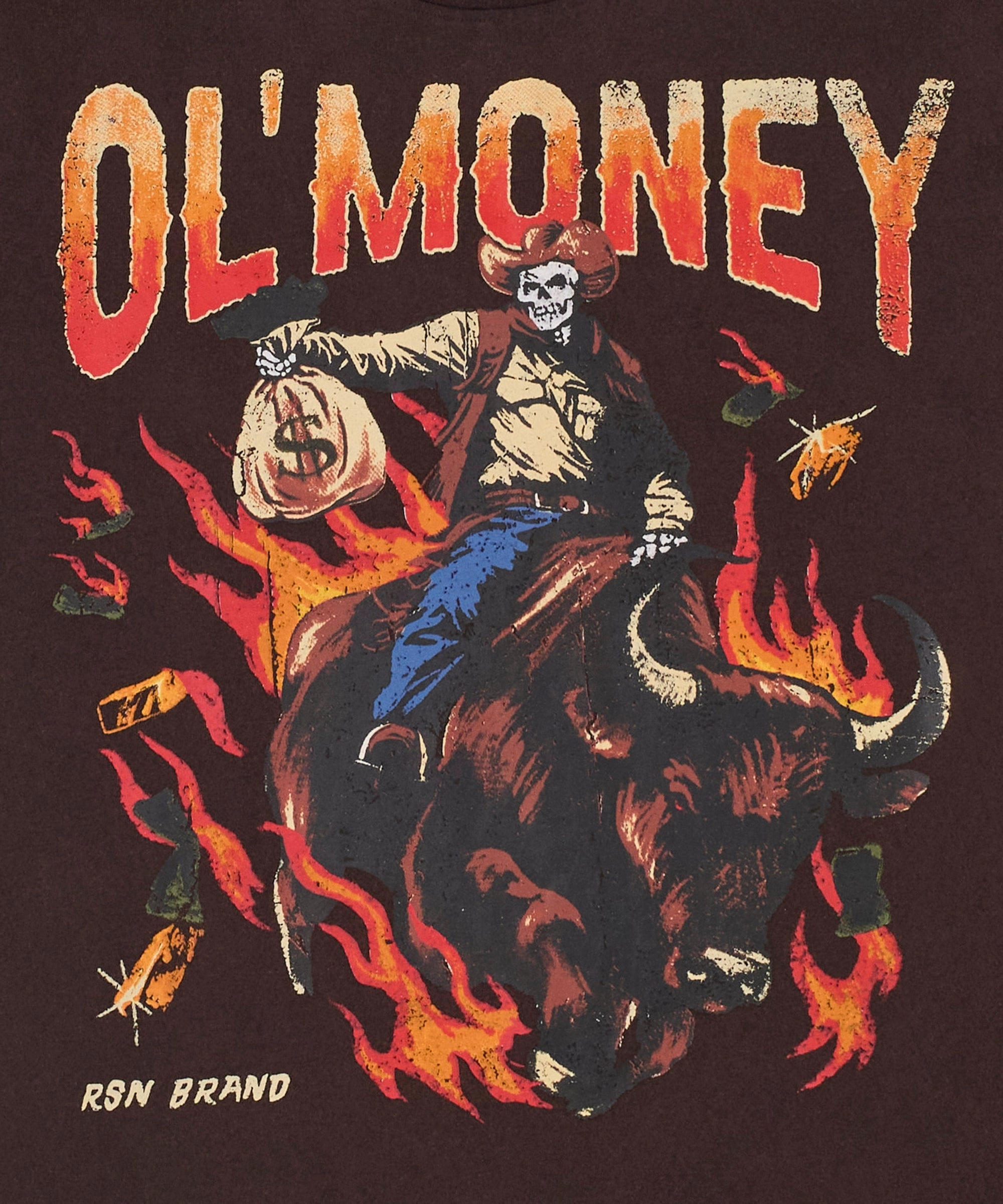 Airy Mesh Lining Ol' Money Short Sleeve Tee - Brown