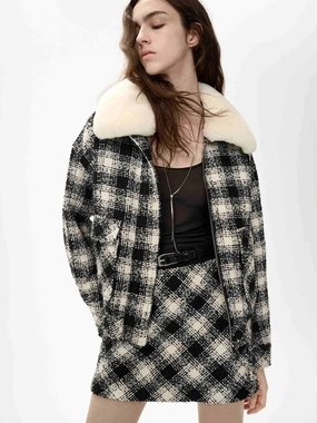 Double Buttons Detachable Collar Short Jacket