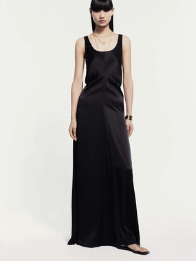 Layering-Piece Open Back Silk Dress