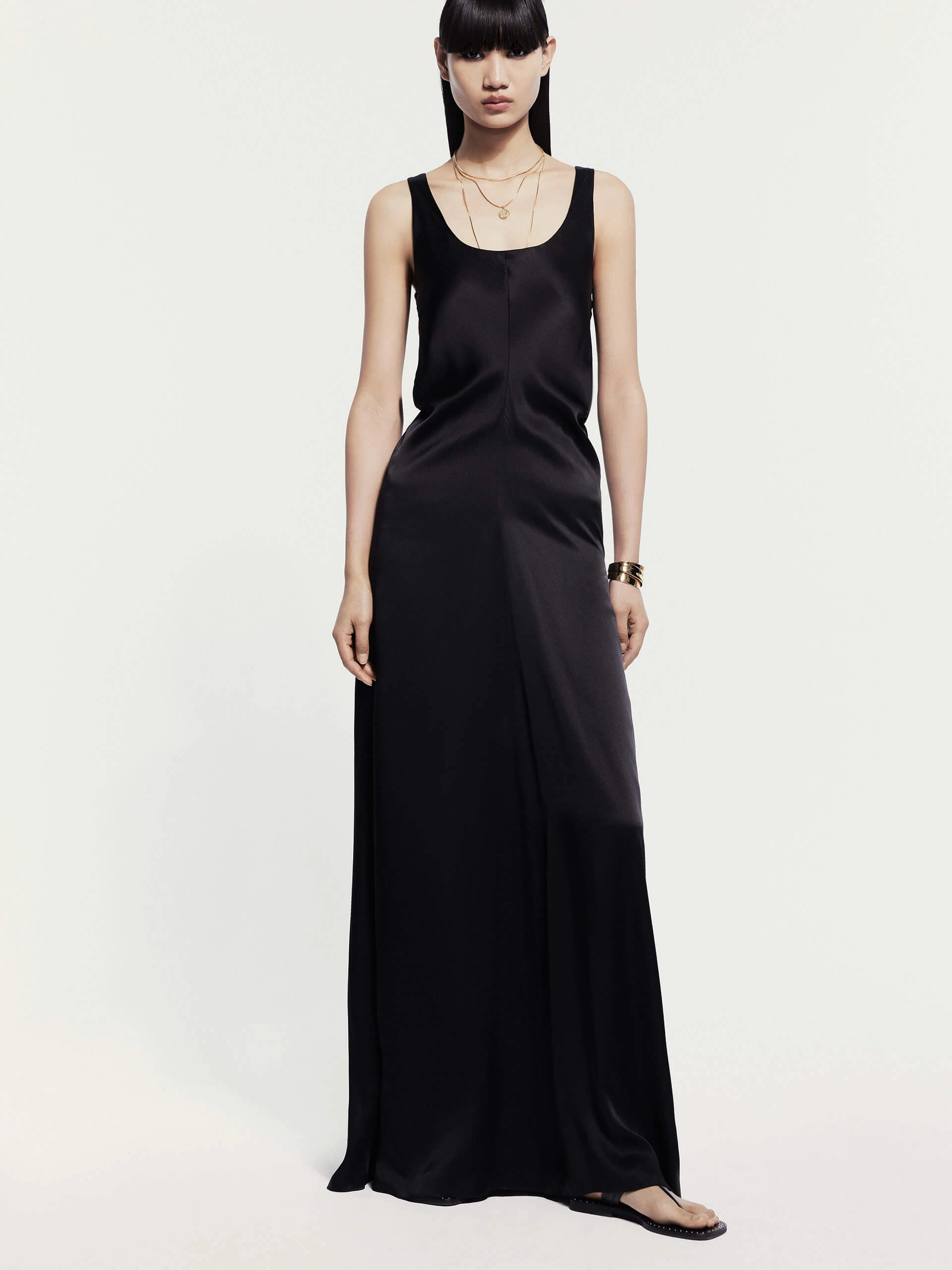 Layering-Piece Open Back Silk Dress