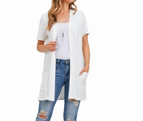 Open Front Cardigan In Ivory Minimalist Look