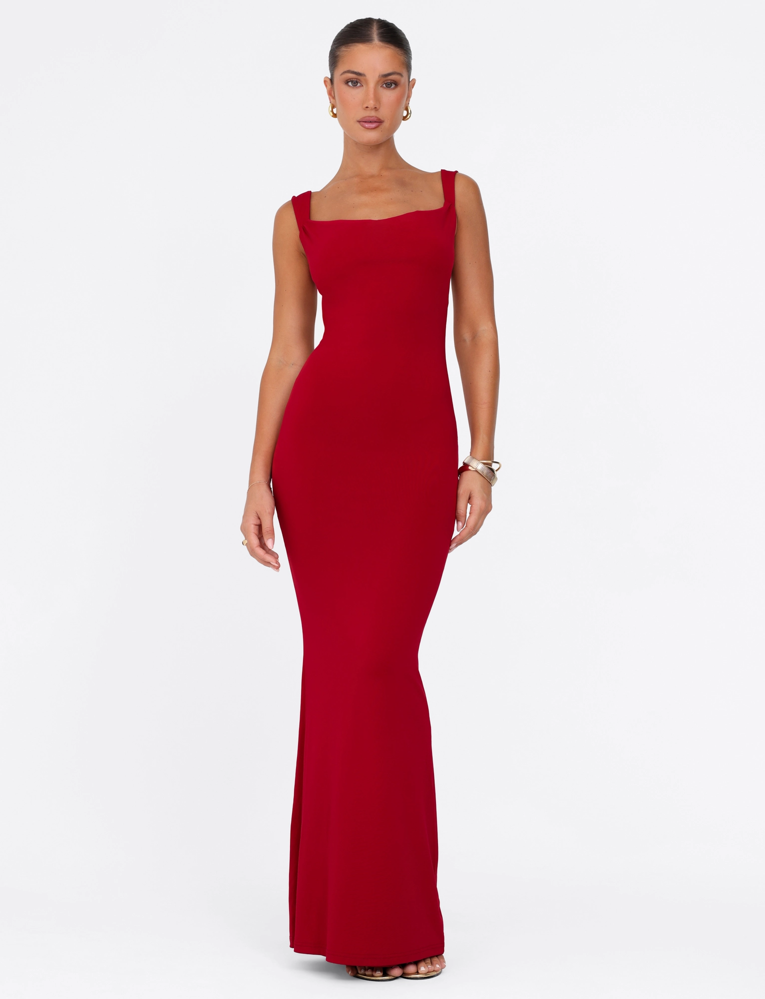 Street Elegance Airy Fabric MORANA MAXI DRESS - RED