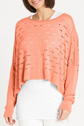 Perfect Wear Comfy Vibes Long 3 Hole Punch Sweater In Peachy