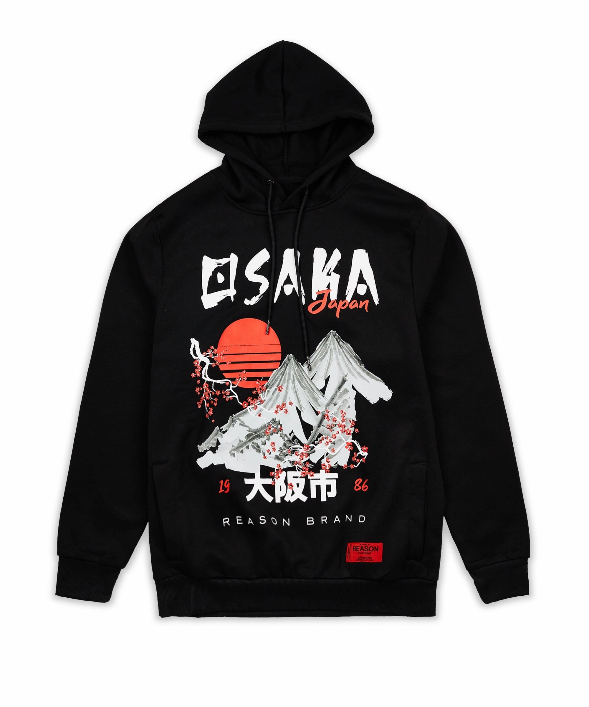 Osaka Japan Graphic Print Print Hoodie Zero Waste Production Label ReinforcedEdges