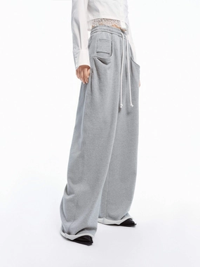 Versatile Fit Trendy Waist Drawstring Wide Leg Pants