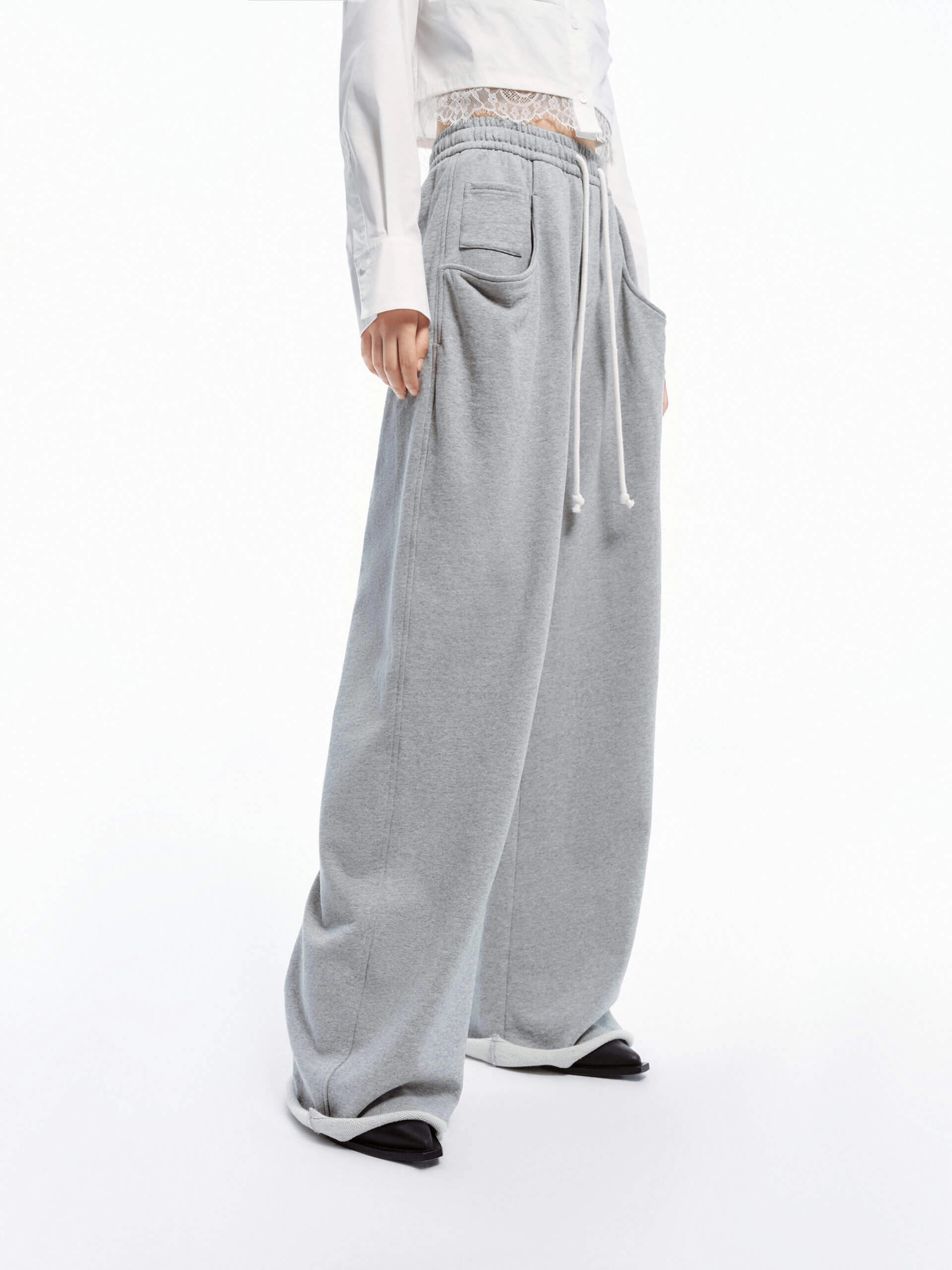 Drawstring Wide Leg Pants Comfy Look ElasticWaist