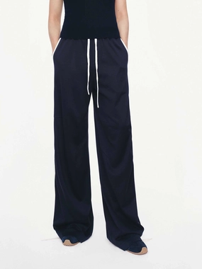 Recycled fibers NonRestrictiveCut Contrast Trim Drawstring Trousers